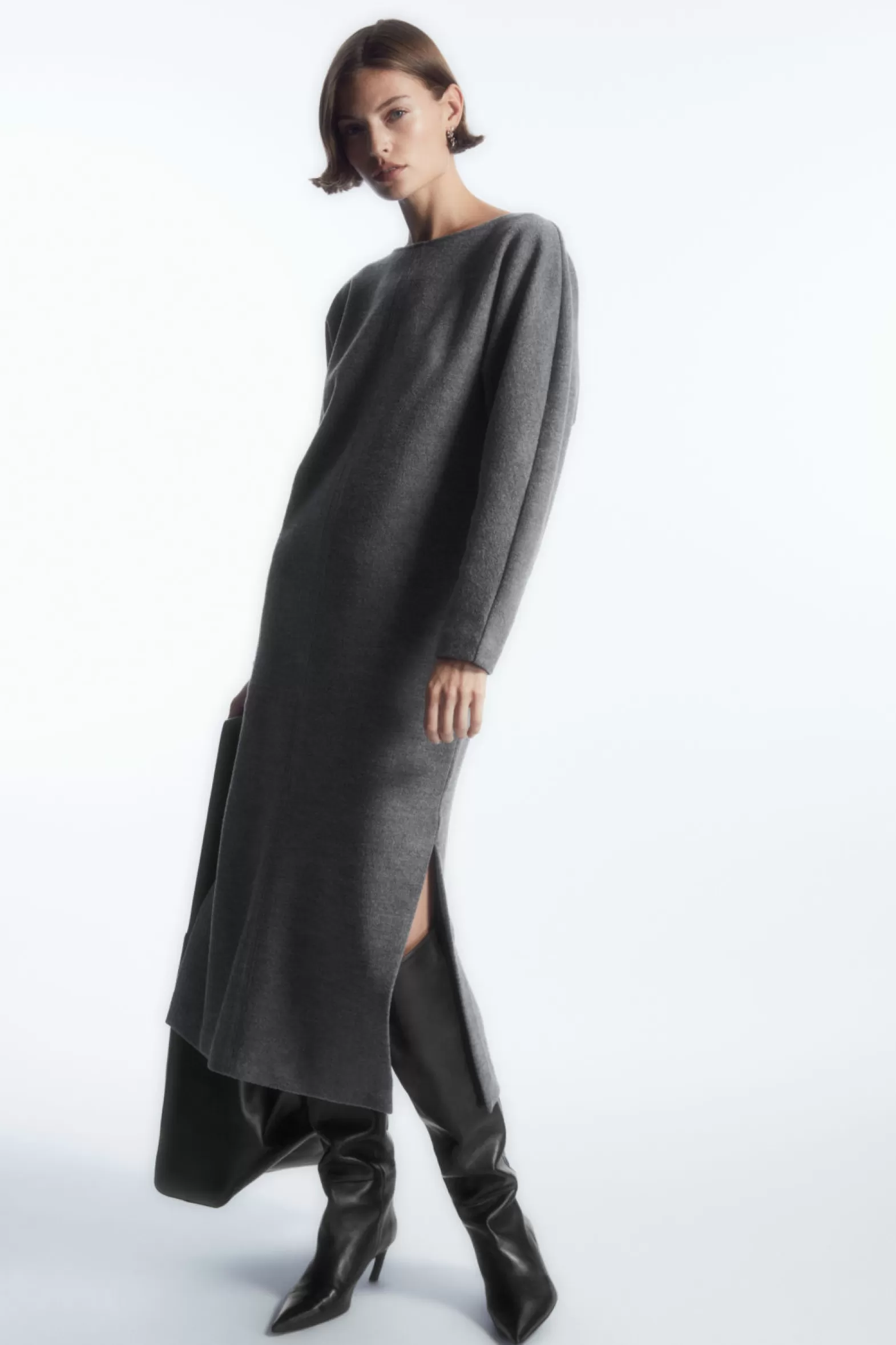 COS BOILED-WOOL LONG-SLEEVED MAXI DRESS