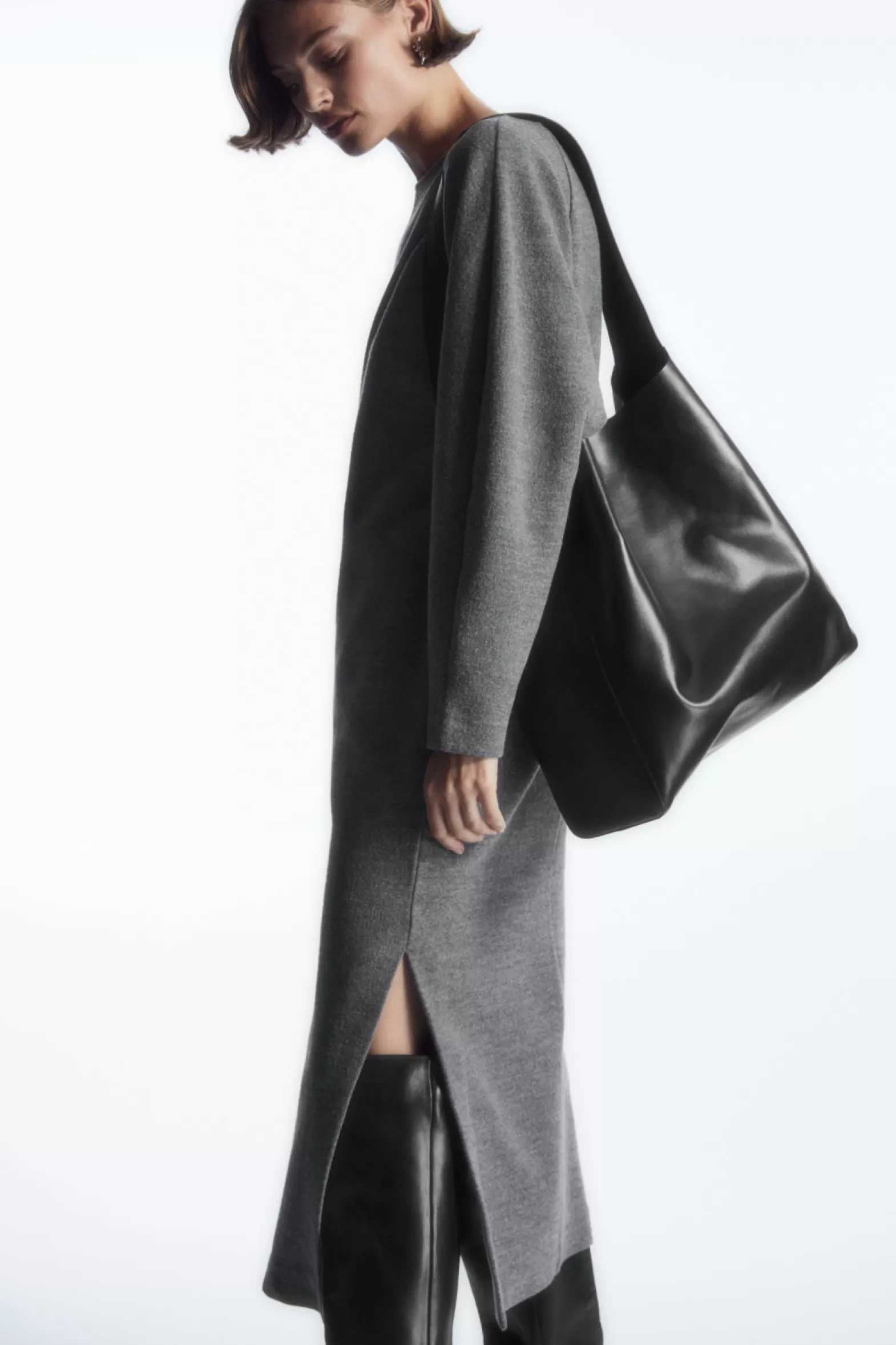 COS BOILED-WOOL LONG-SLEEVED MAXI DRESS
