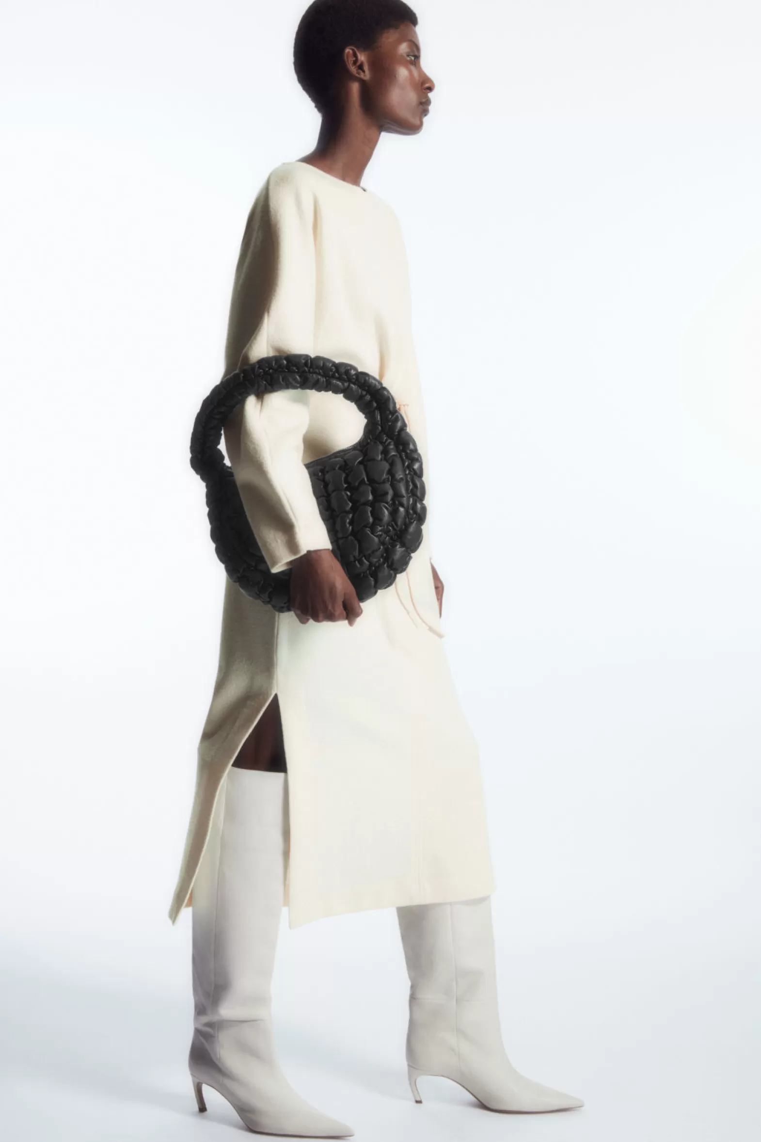 COS BOILED-WOOL LONG-SLEEVED MAXI DRESS