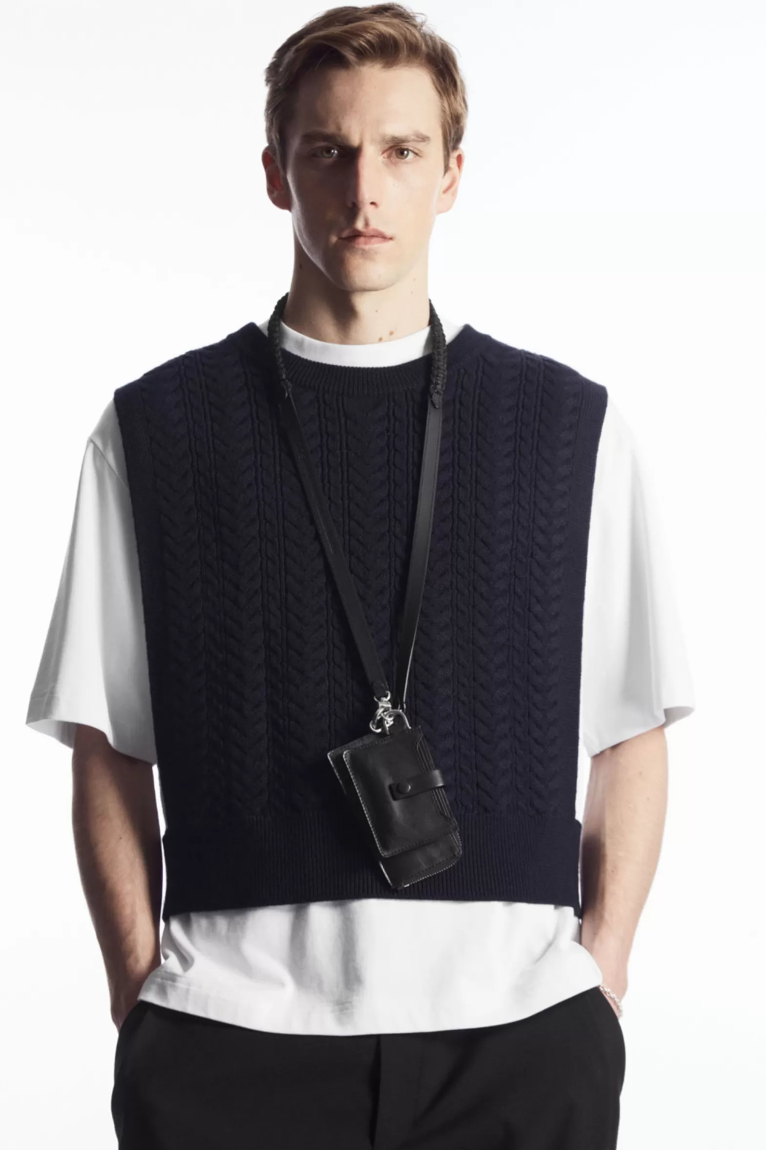 COS CABLE-KNIT WOOL HYBRID VEST