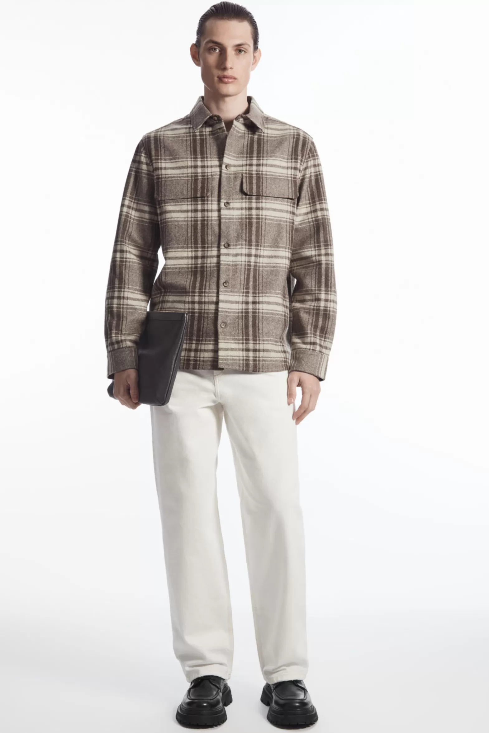 COS CHECKED WOOL-FLANNEL OVERSHIRT