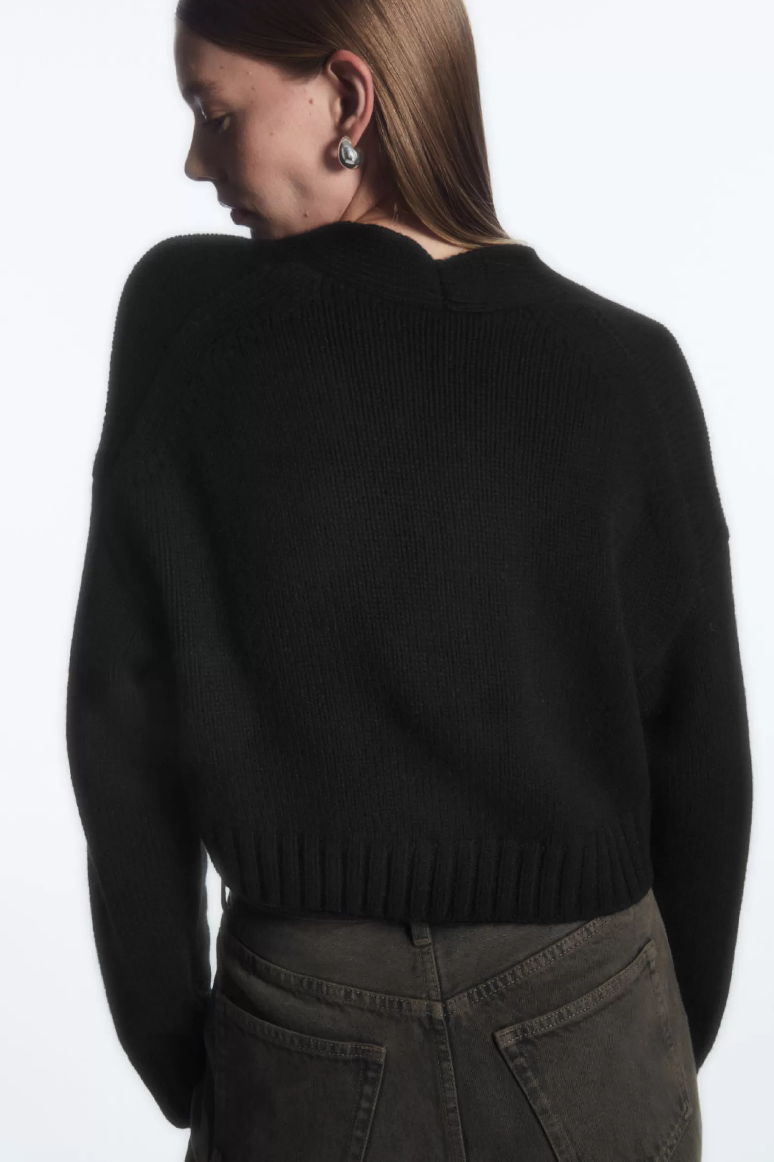 COS CHUNKY CROPPED CASHMERE-BLEND CARDIGAN