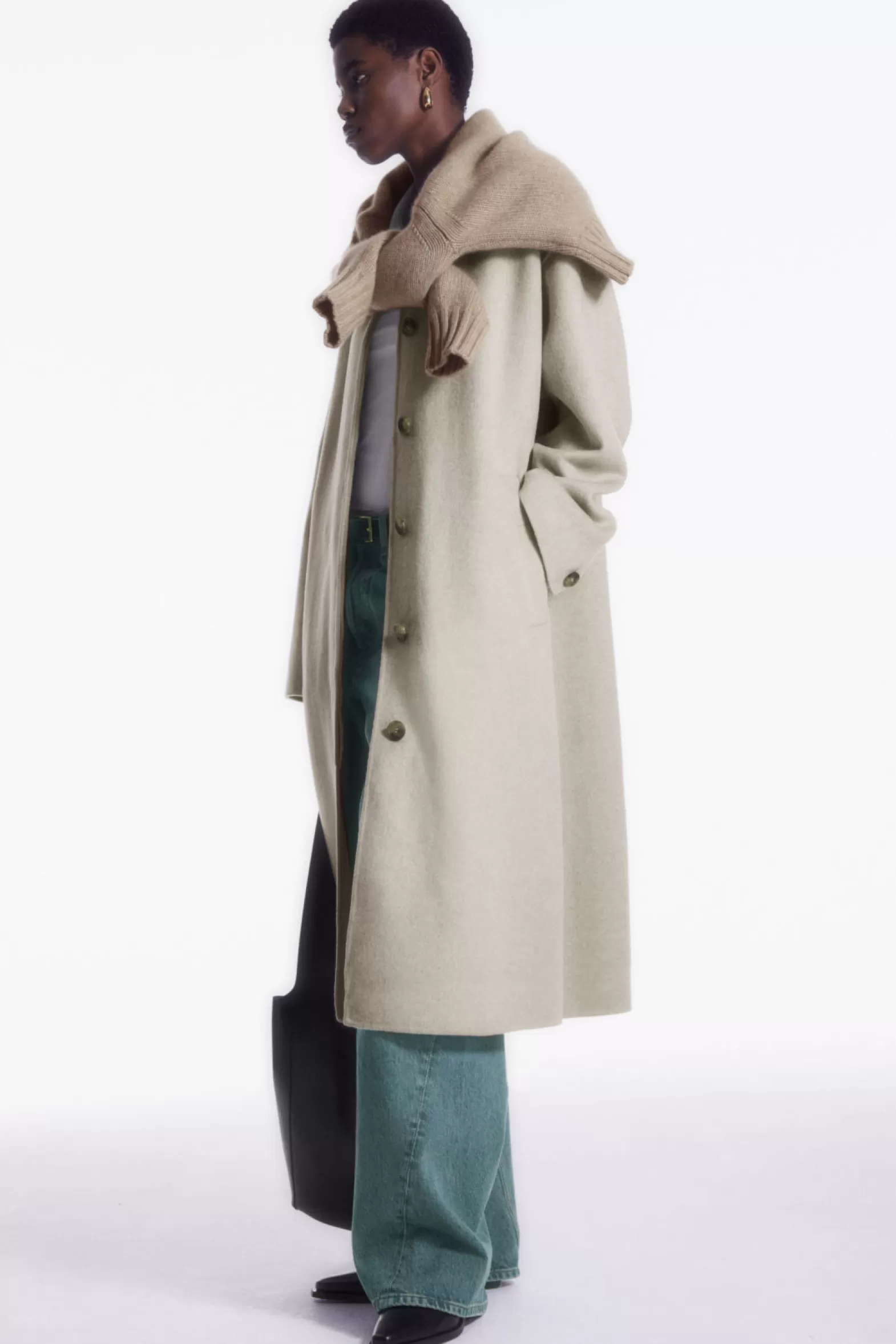 COS COLLARED DOUBLE-FACED WOOL COAT