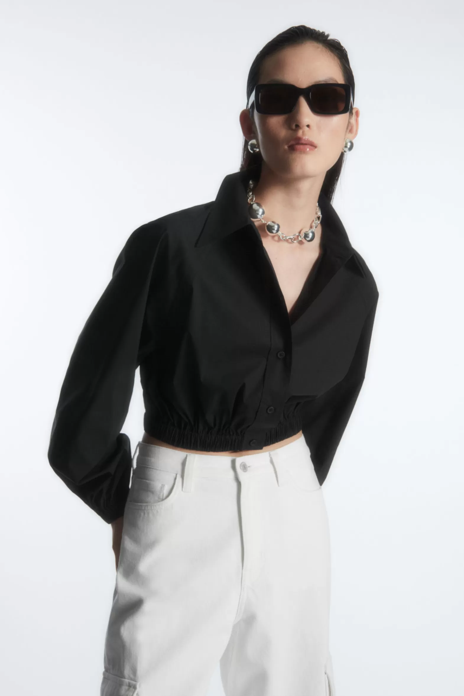 COS CROPPED ELASTICATED SHIRT