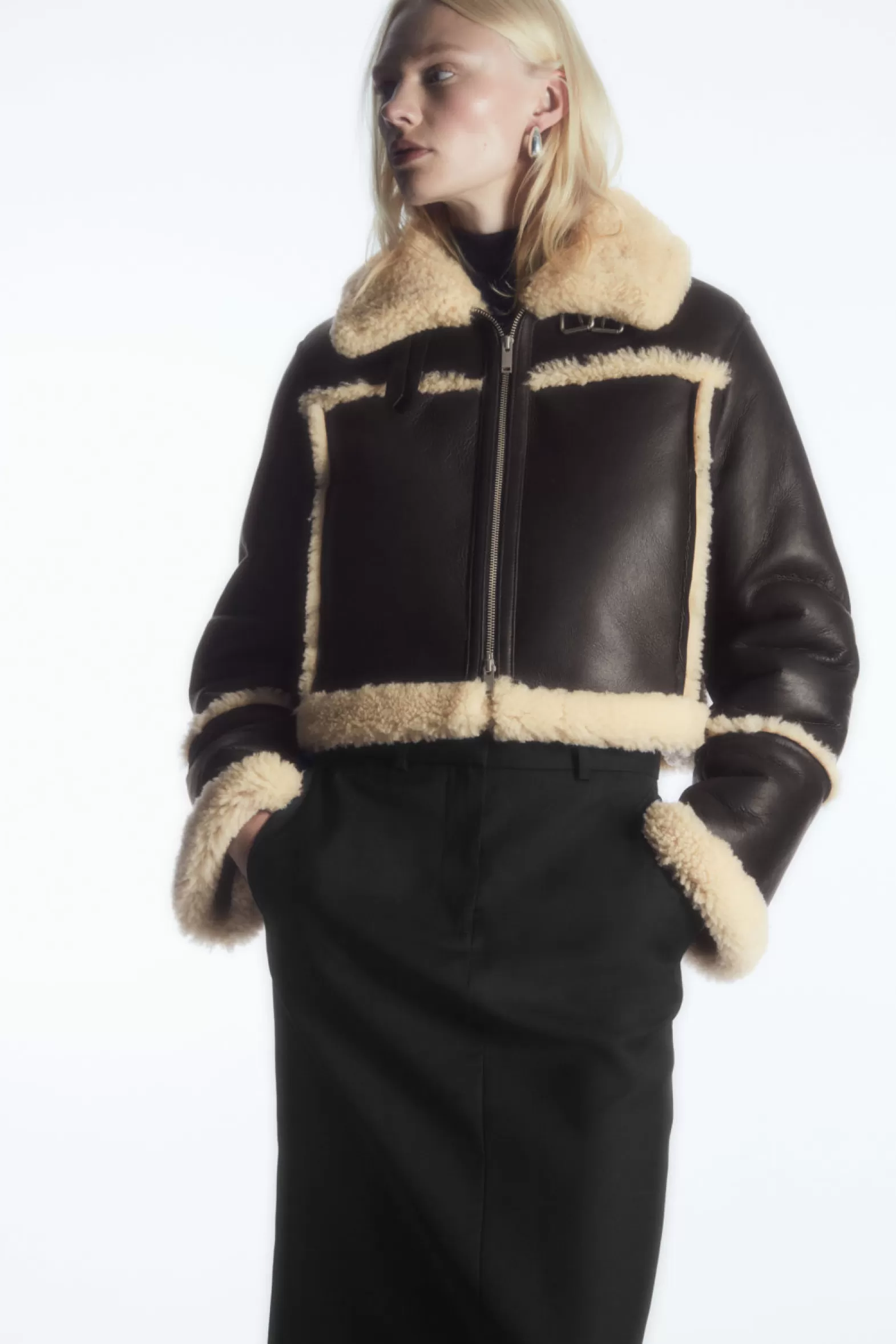 COS CROPPED SHEARLING JACKET