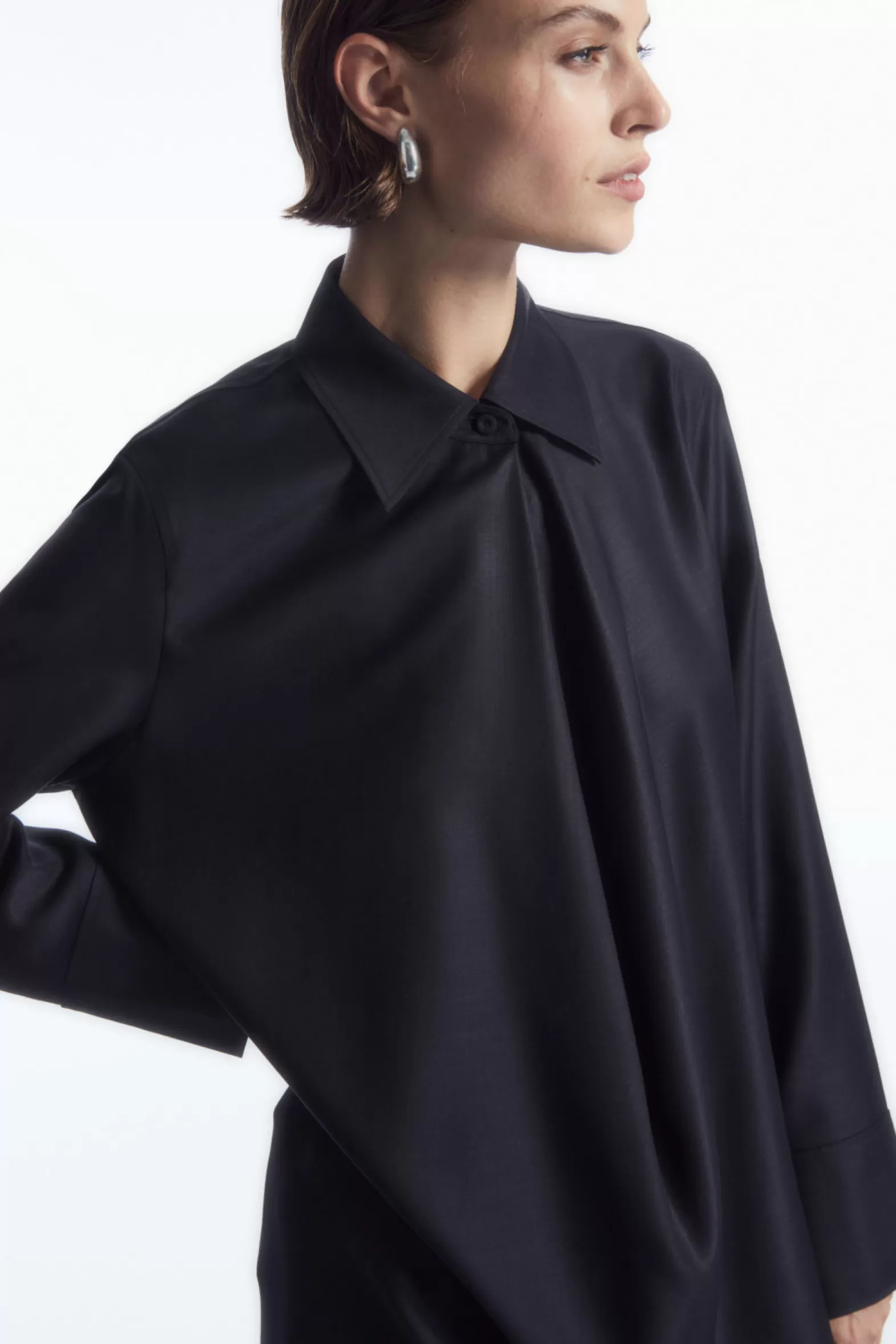 COS DECONSTRUCTED WOOL MIDI SHIRT DRESS