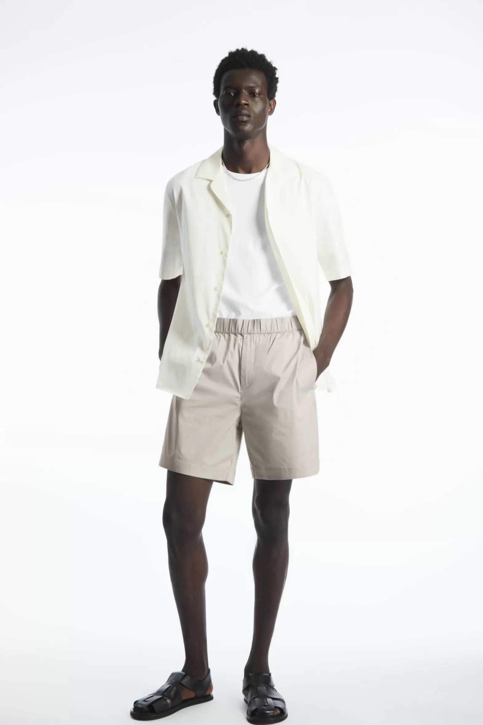 COS ELASTICATED COTTON-BLEND SHORTS