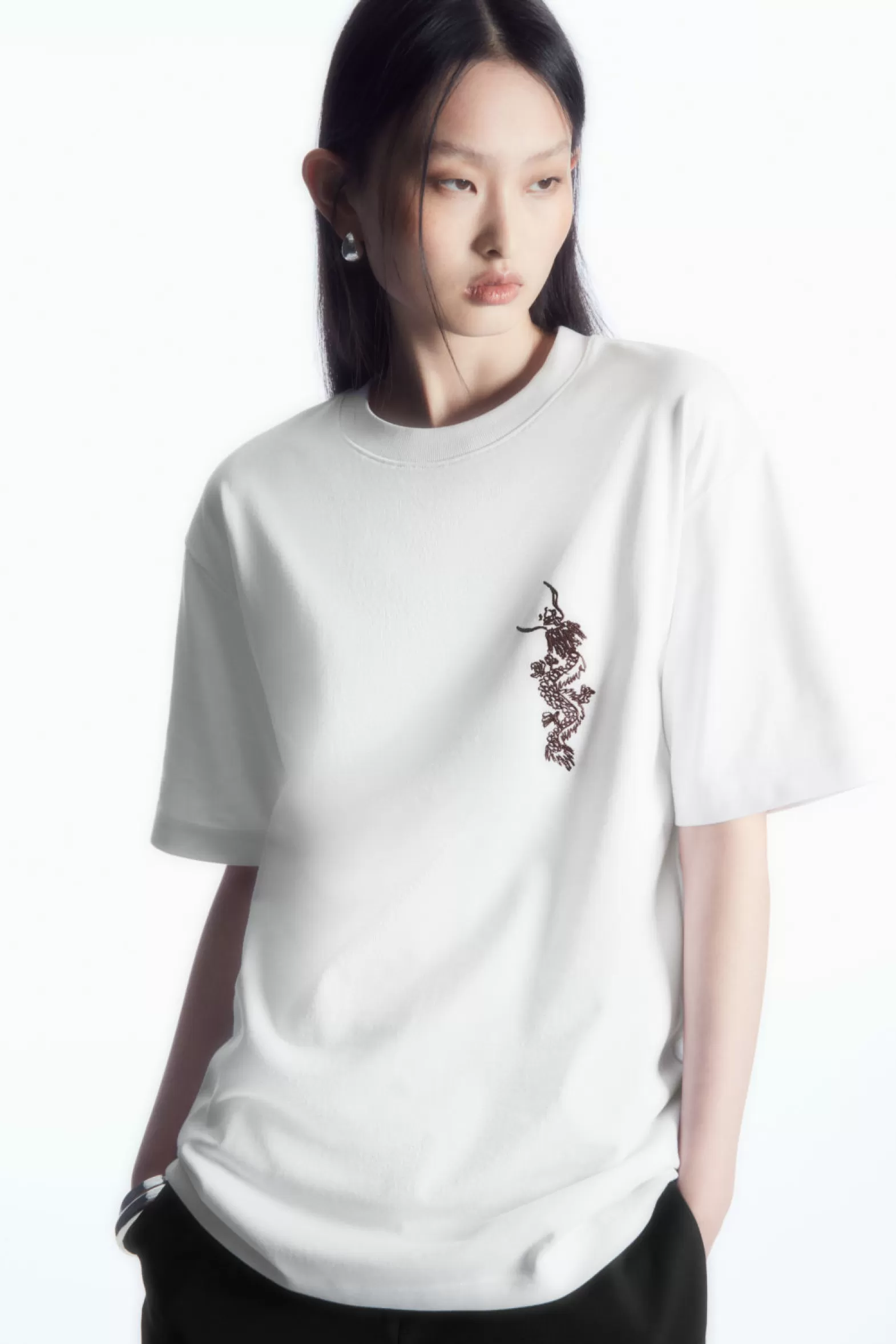 COS EMBROIDERED JERSEY T-SHIRT