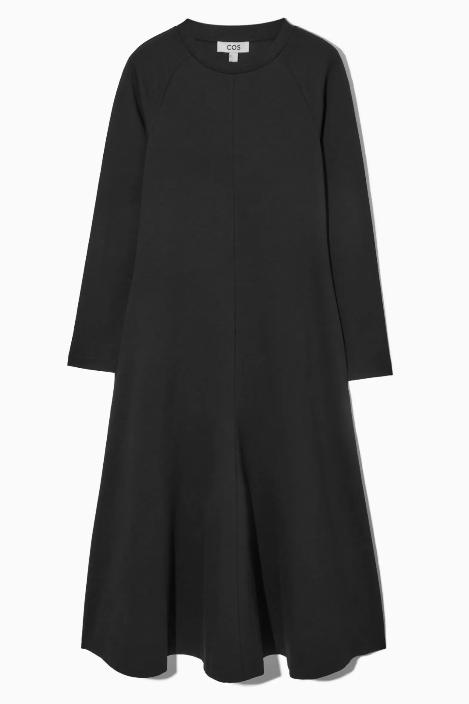 COS FLARED-HEM JERSEY MIDI DRESS