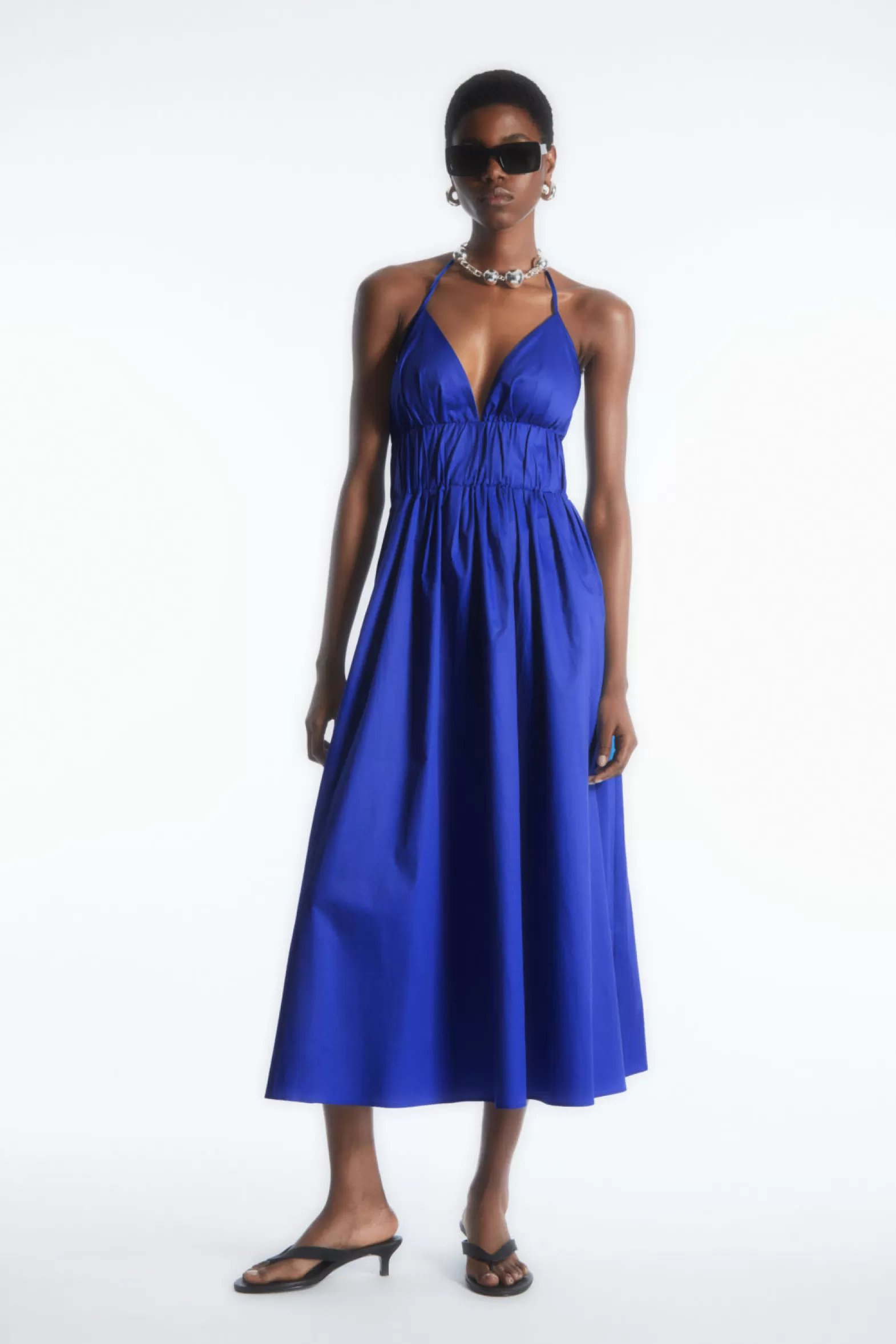 COS GATHERED HALTERNECK MIDI DRESS