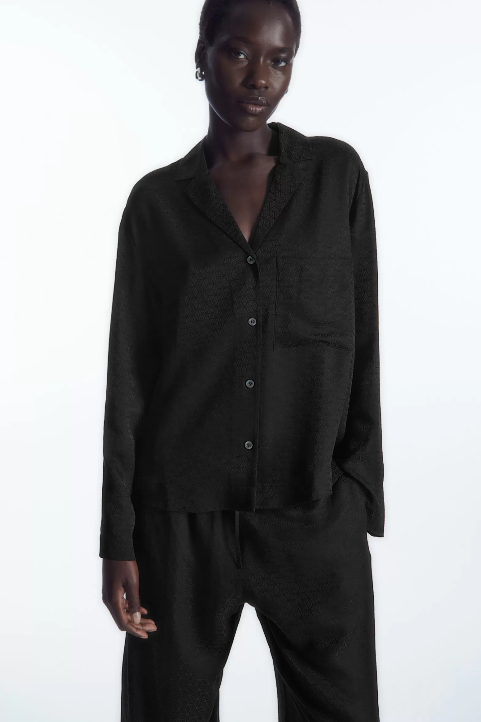 COS GEOMETRIC-JACQUARD SILK PYJAMA SHIRT