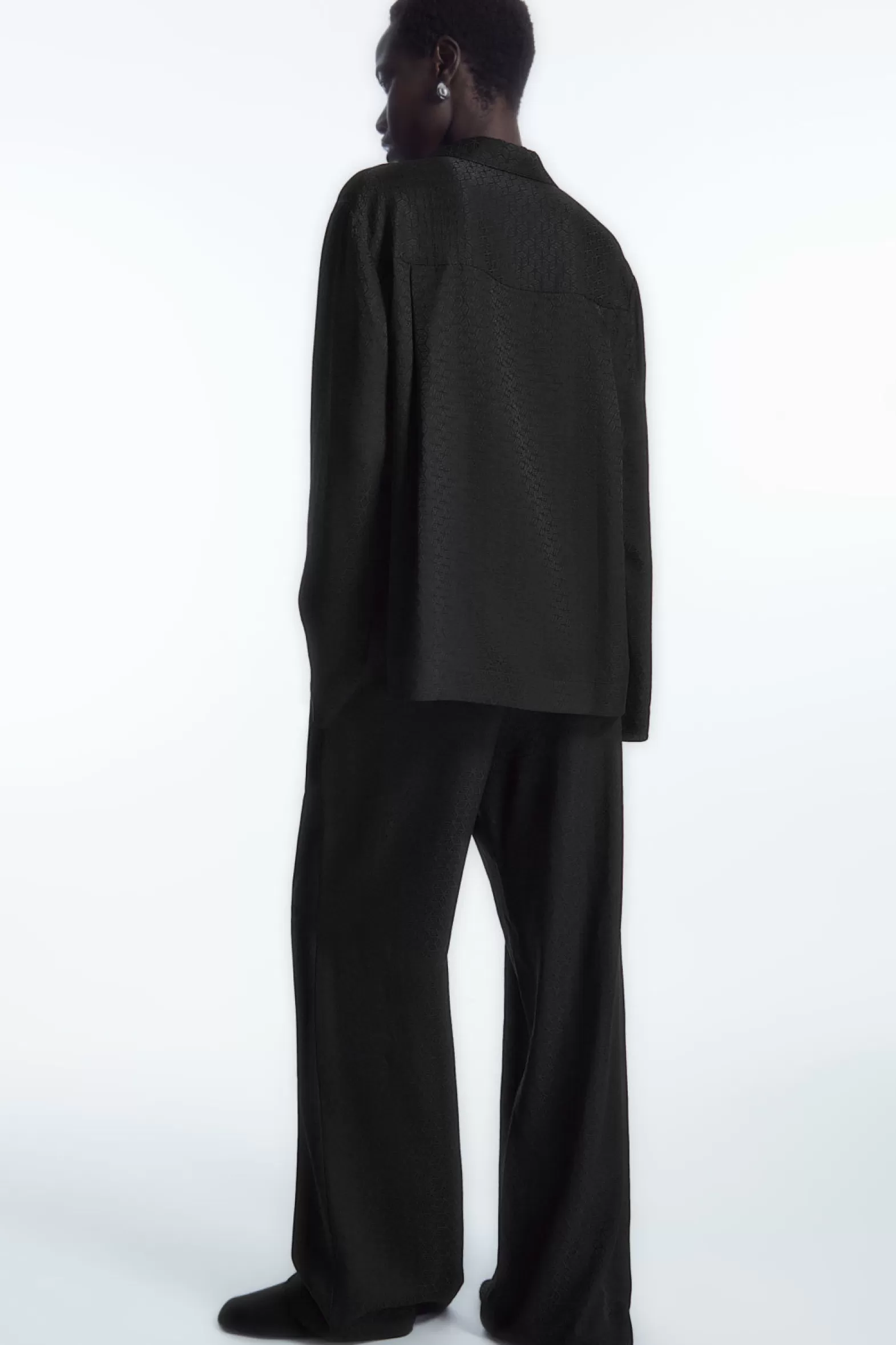 COS GEOMETRIC-JACQUARD SILK PYJAMA TROUSERS