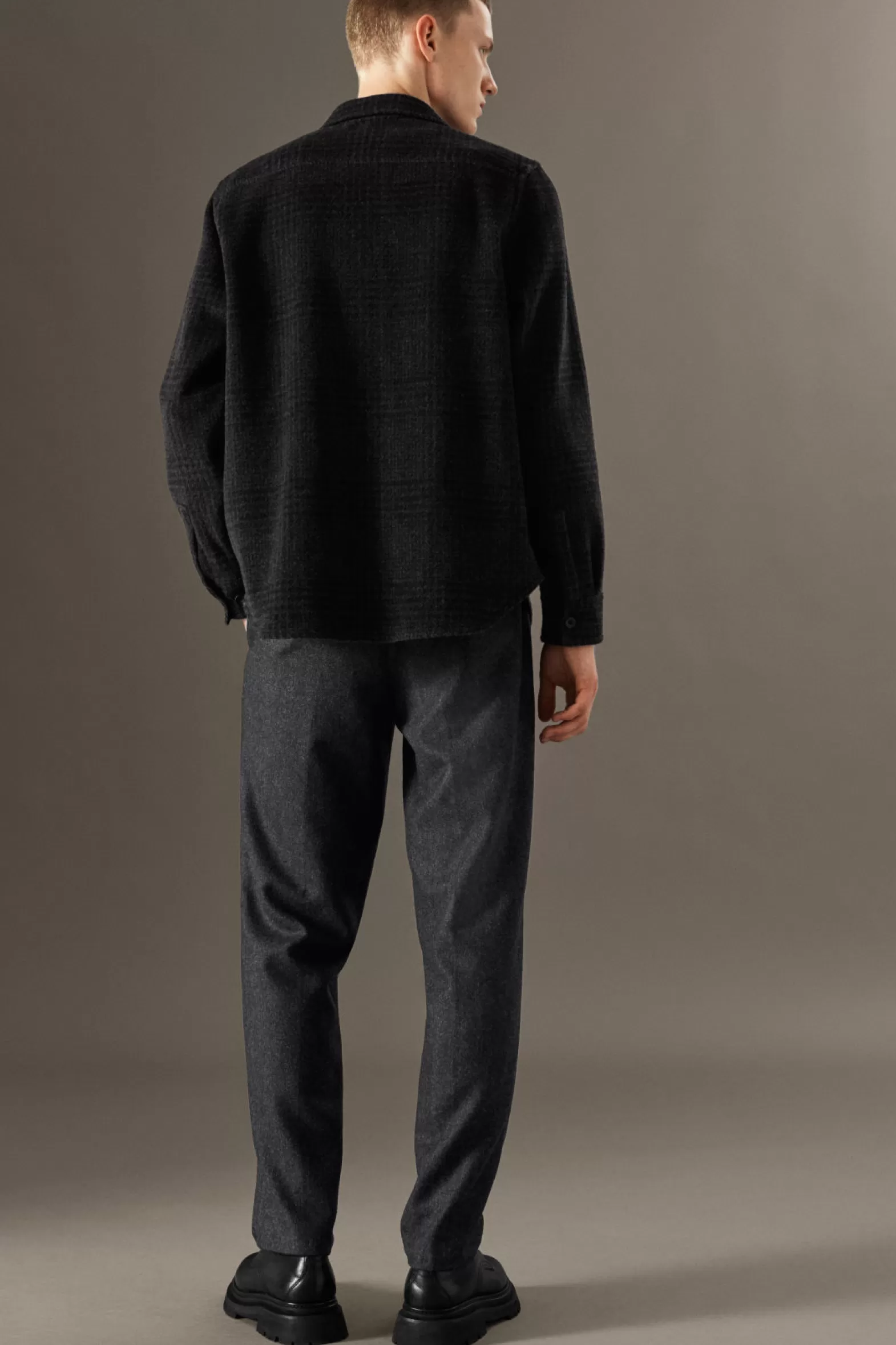 COS HERRINGBONE WOOL TROUSERS - STRAIGHT