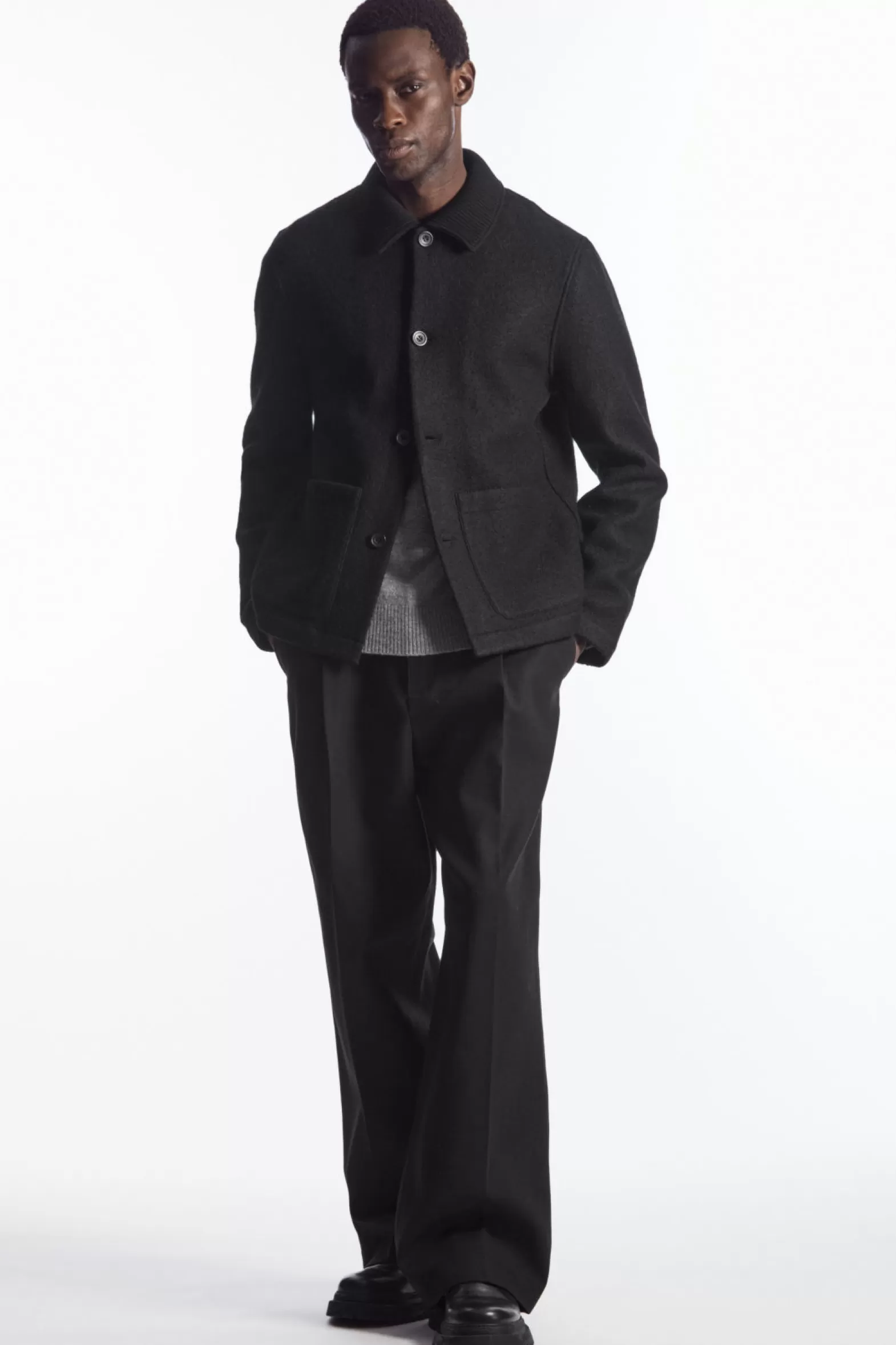 COS KNITTED-COLLAR WOOL WORKWEAR JACKET