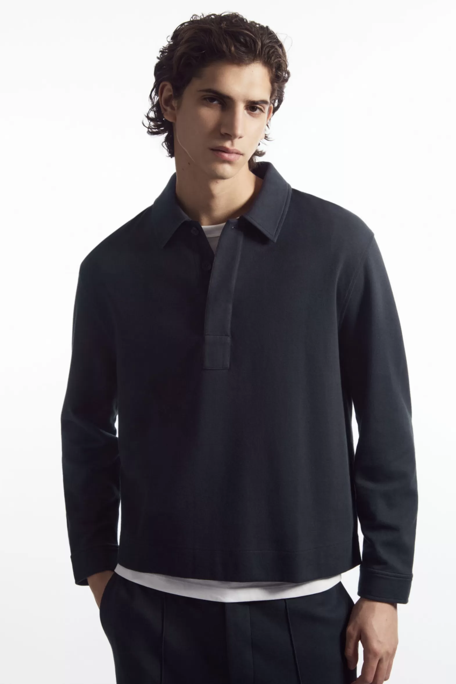COS LONG-SLEEVED JERSEY POLO SHIRT