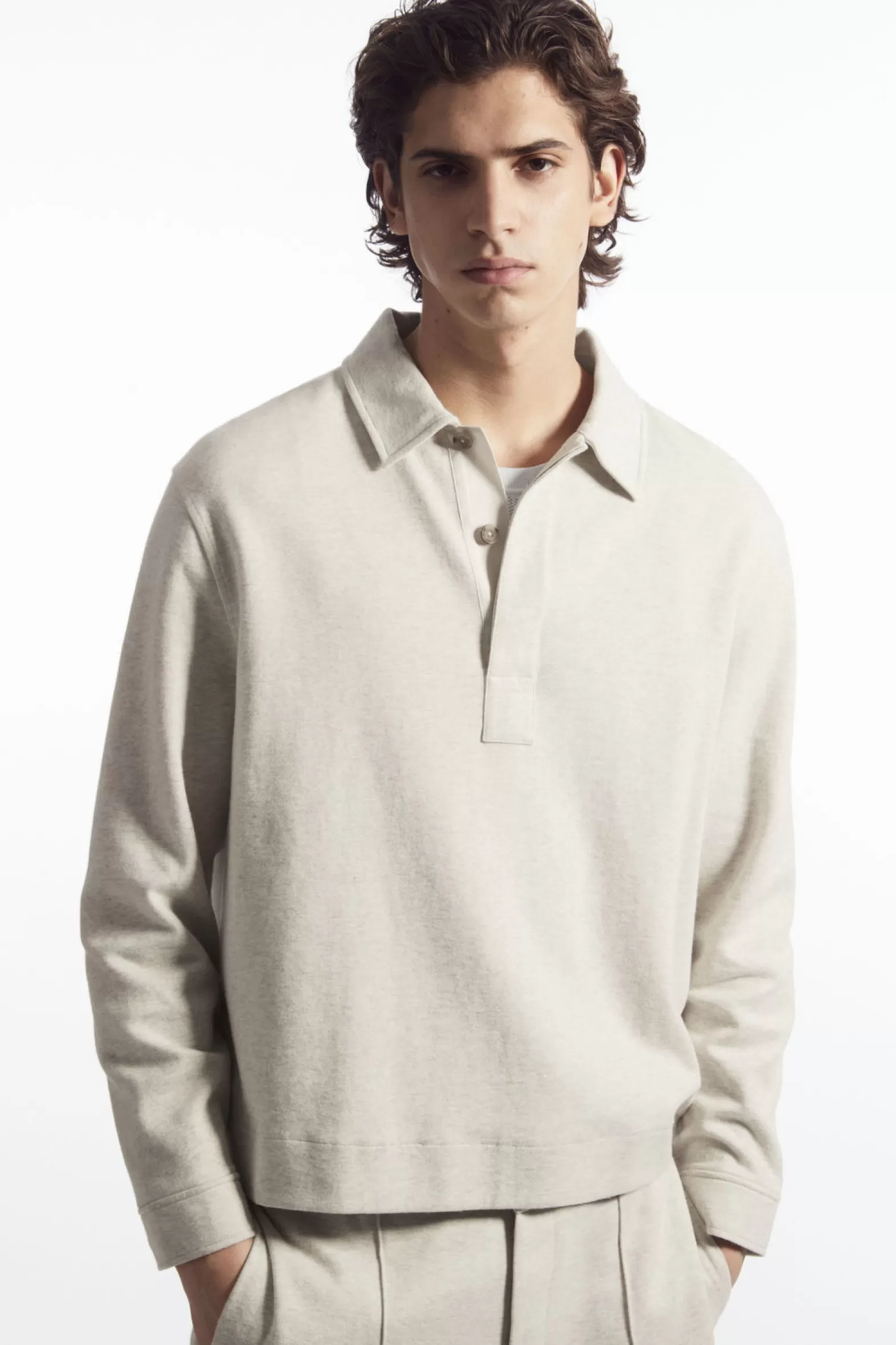 COS LONG-SLEEVED JERSEY POLO SHIRT