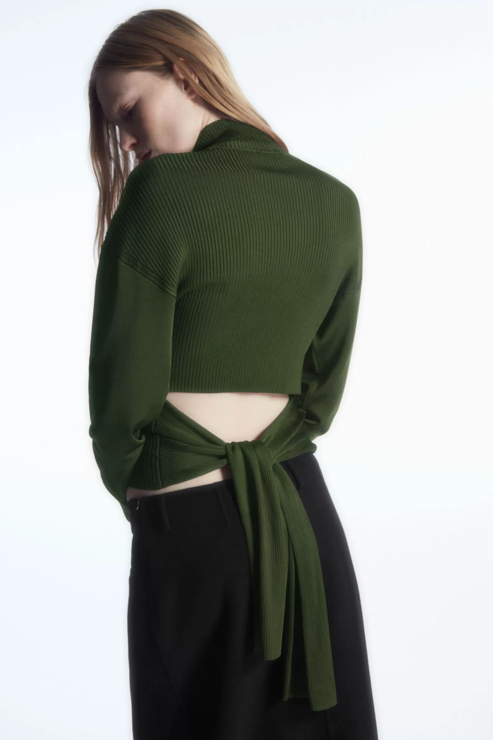 COS OPEN-BACK RIBBED-KNIT TOP