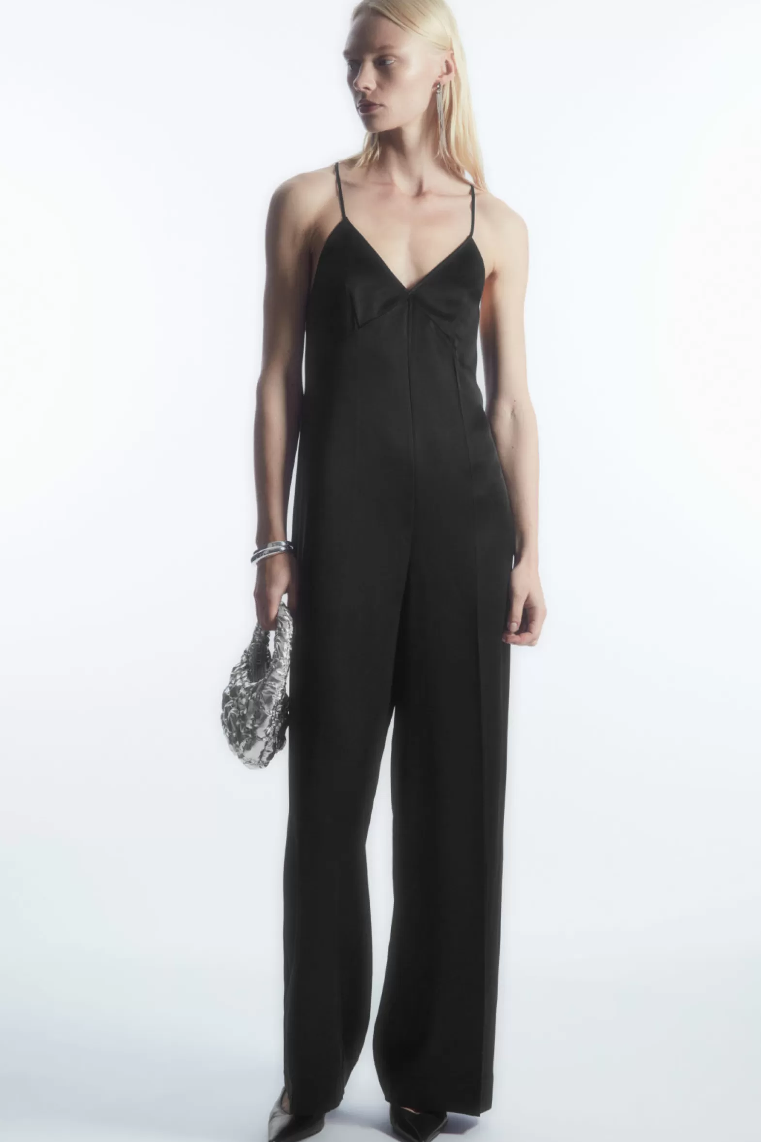 COS OPEN-BACK SATIN WIDE-LEG JUMPSUIT