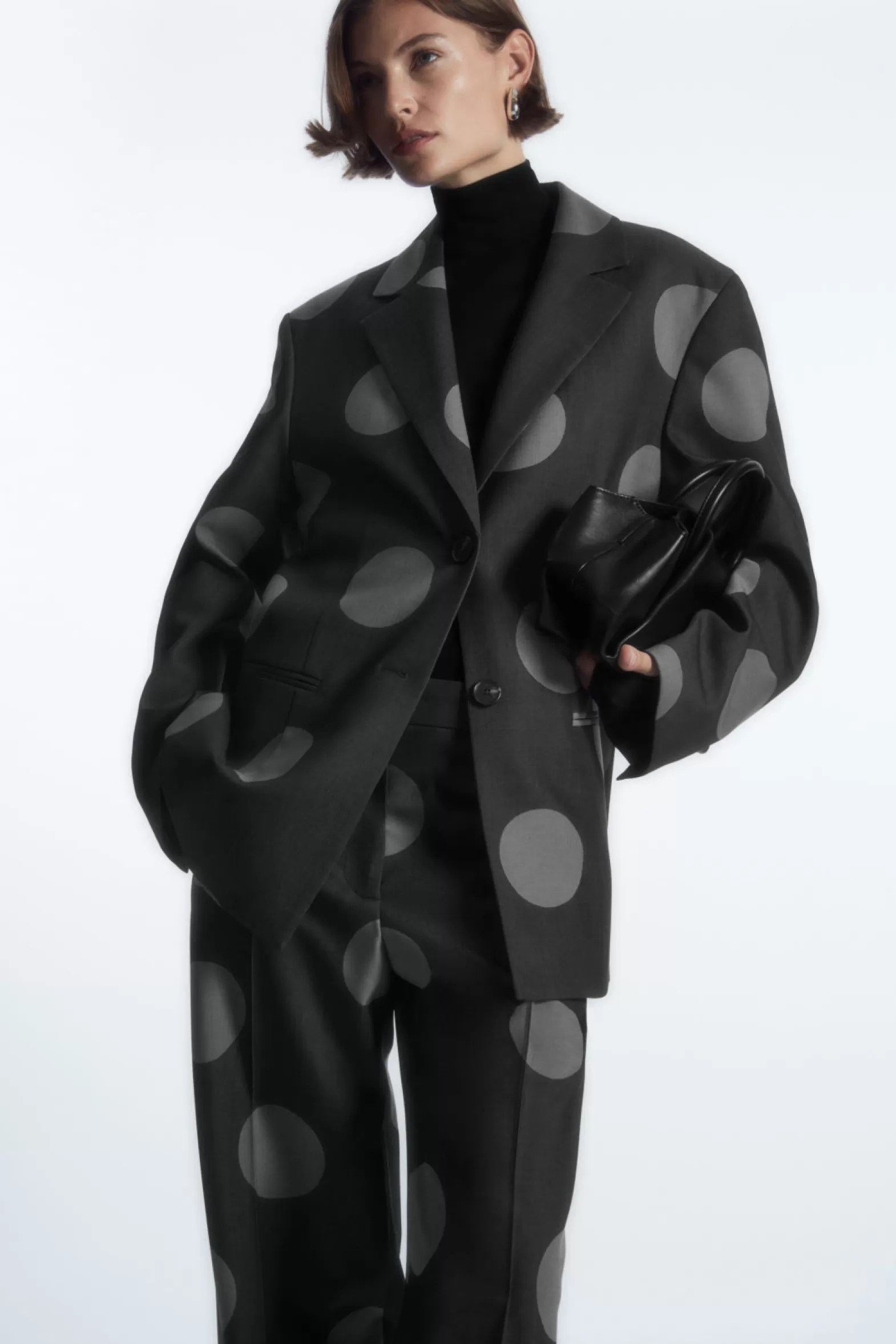 COS OVERSIZED POLKA-DOT WOOL-BLEND BLAZER