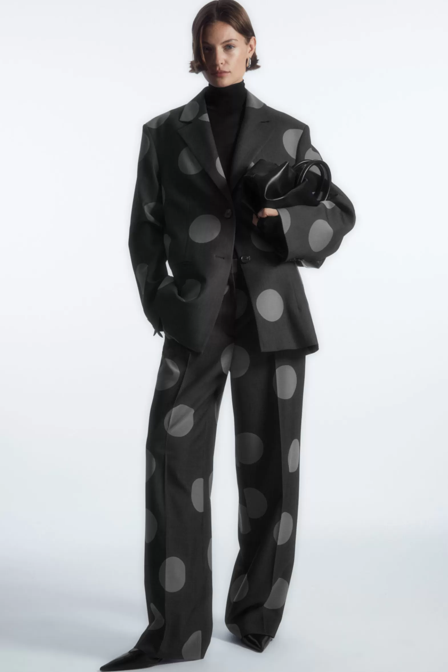 COS OVERSIZED POLKA-DOT WOOL-BLEND BLAZER