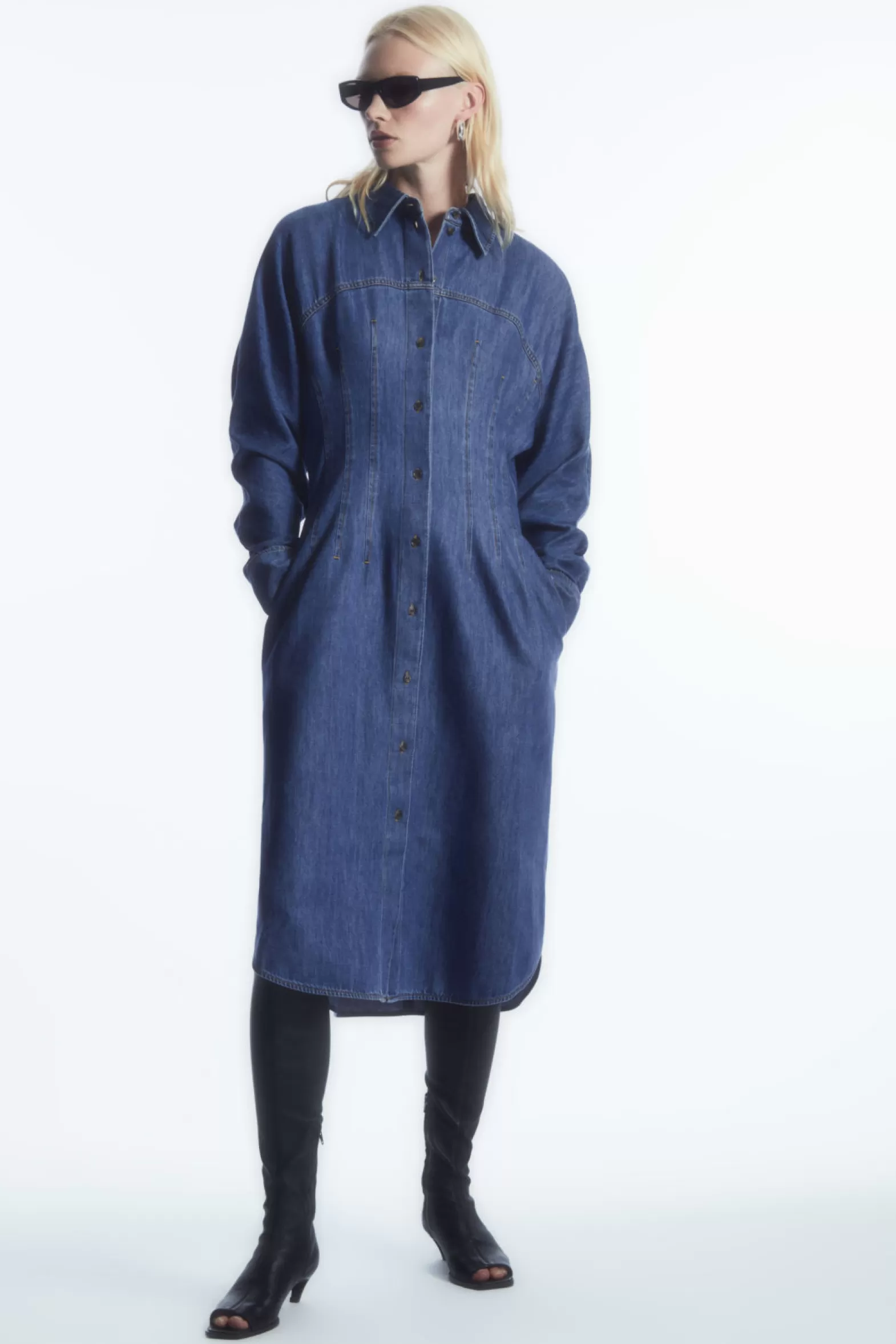 COS OVERSIZED WAISTED DENIM SHIRT DRESS