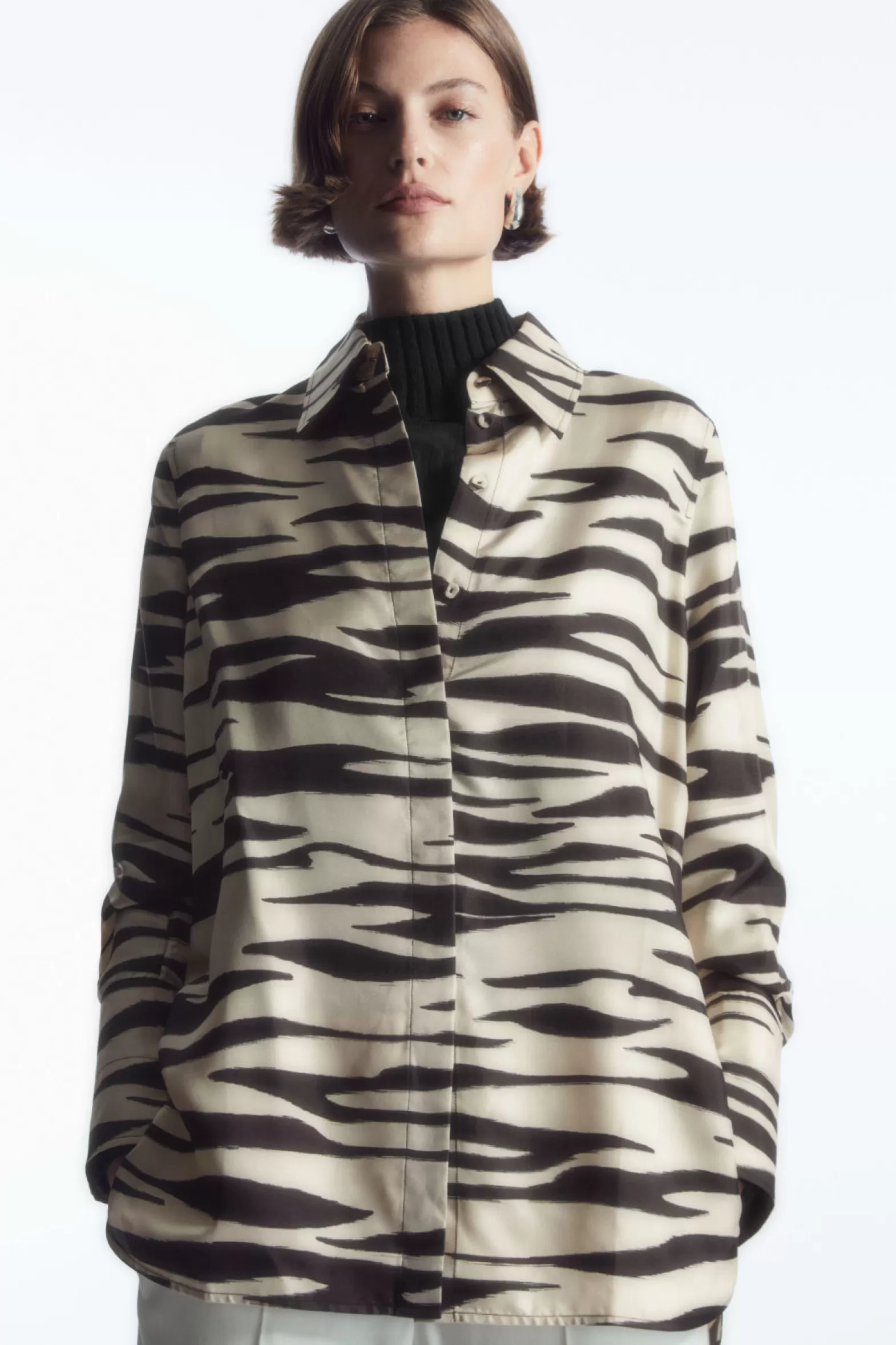 COS OVERSIZED ZEBRA-PRINT SILK SHIRT