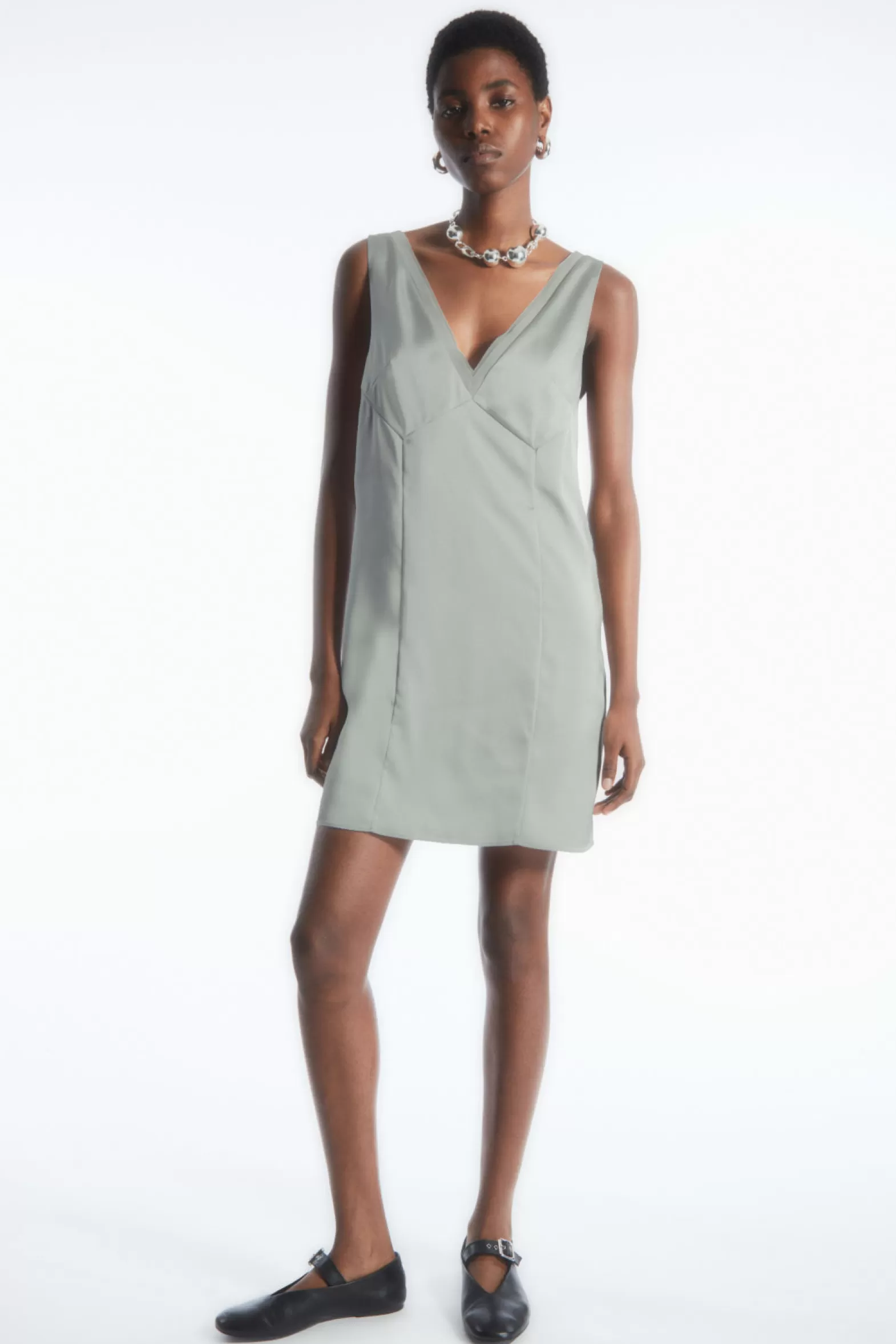 COS PANELLED MINI SATIN SLIP DRESS