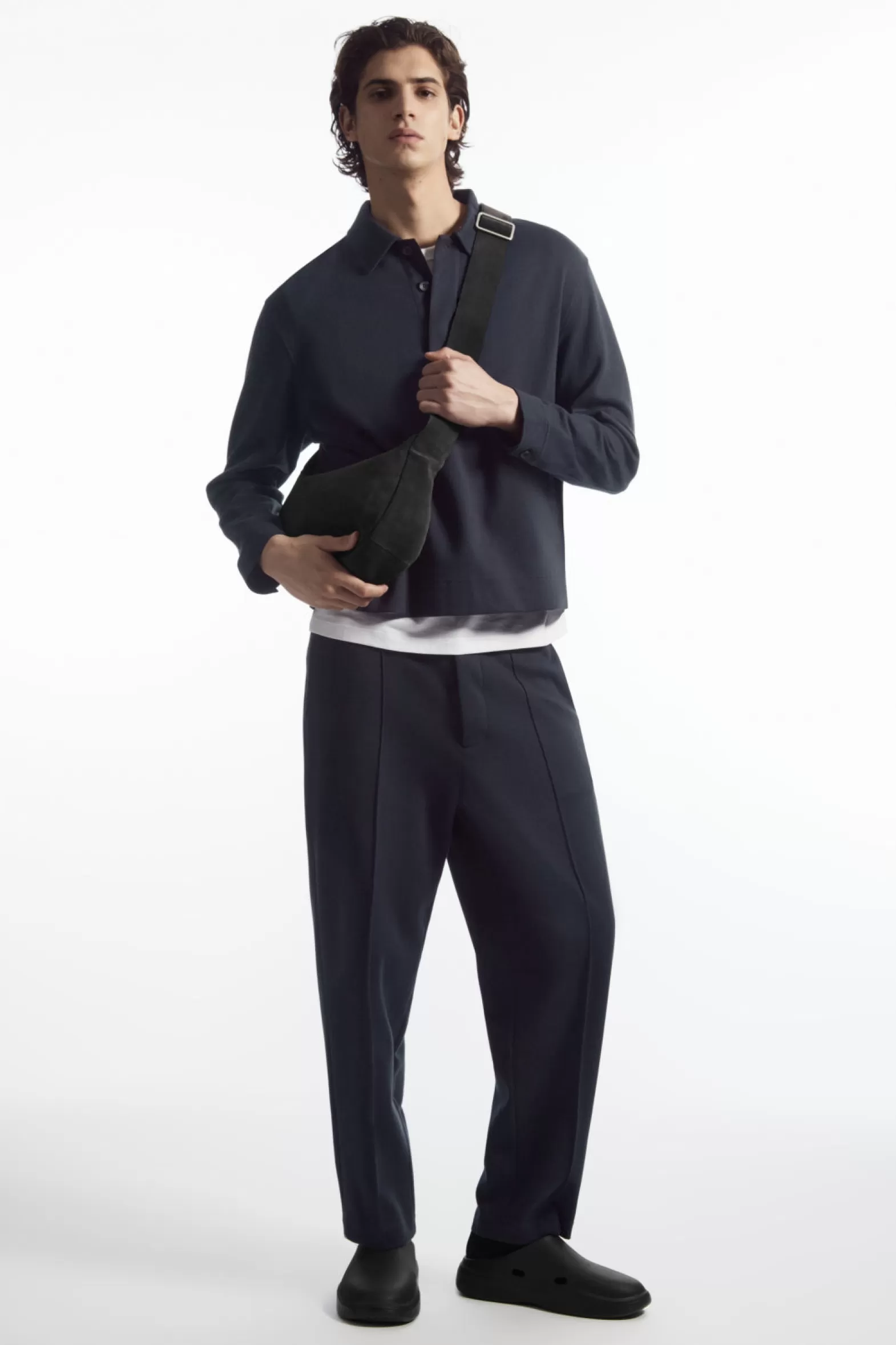 COS PINTUCKED PULL-ON JERSEY TROUSERS