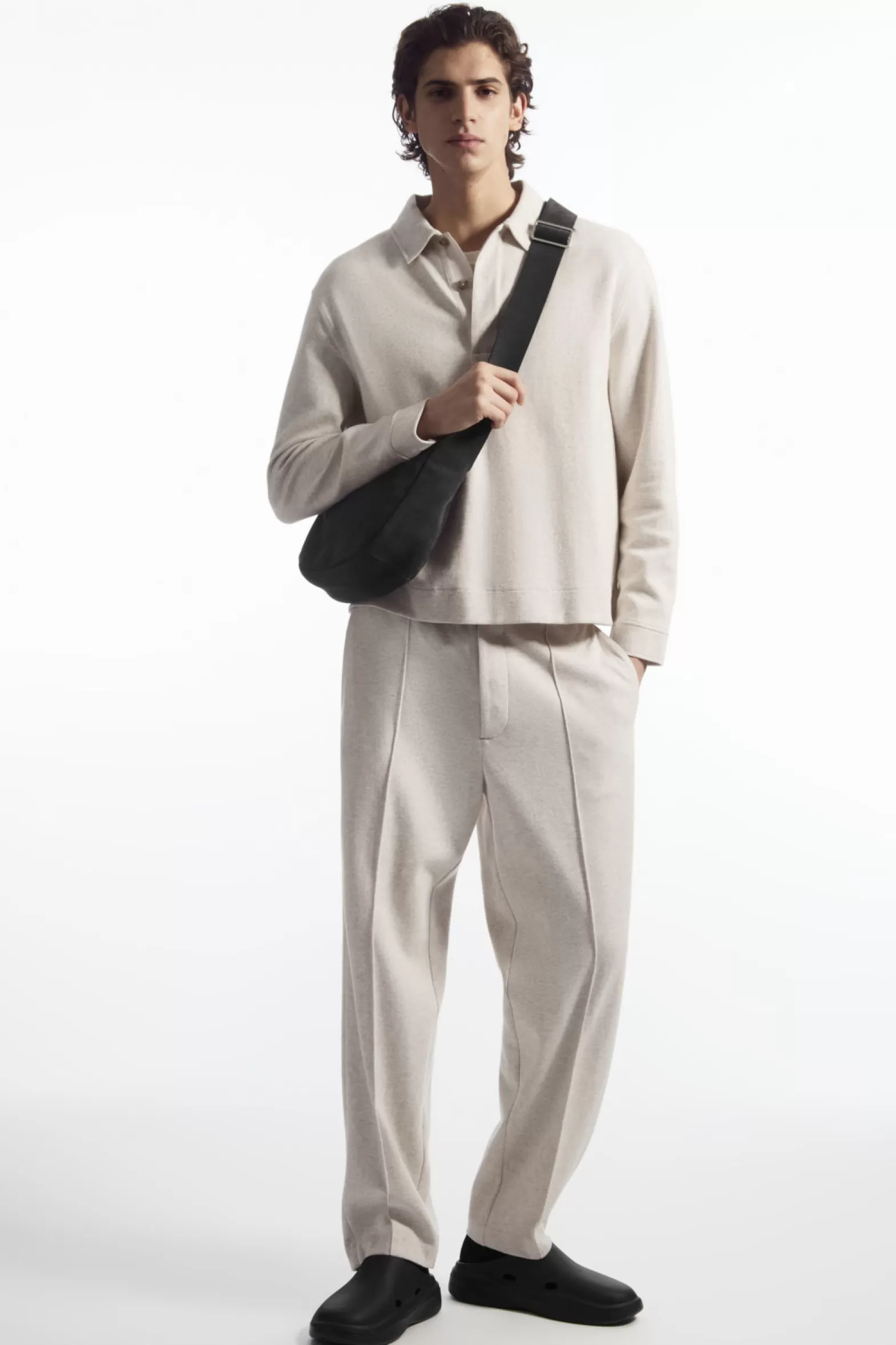 COS PINTUCKED PULL-ON JERSEY TROUSERS