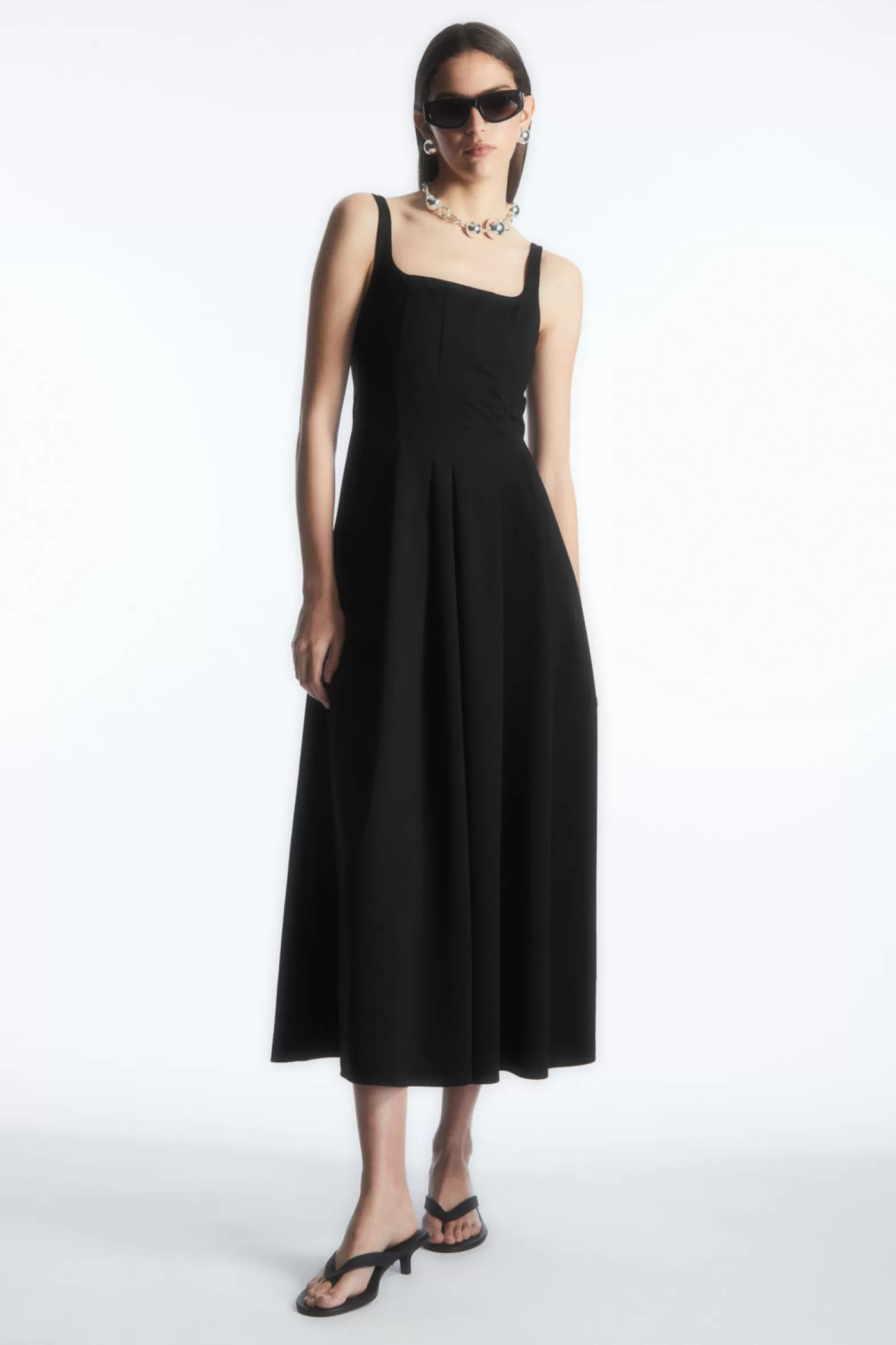 COS PLEATED JERSEY MIDI DRESS