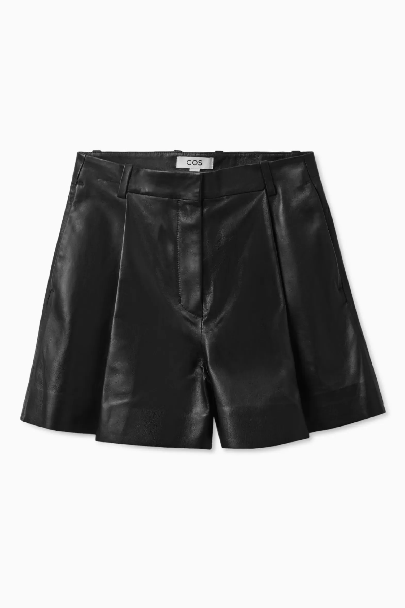 COS PLEATED LEATHER SHORTS