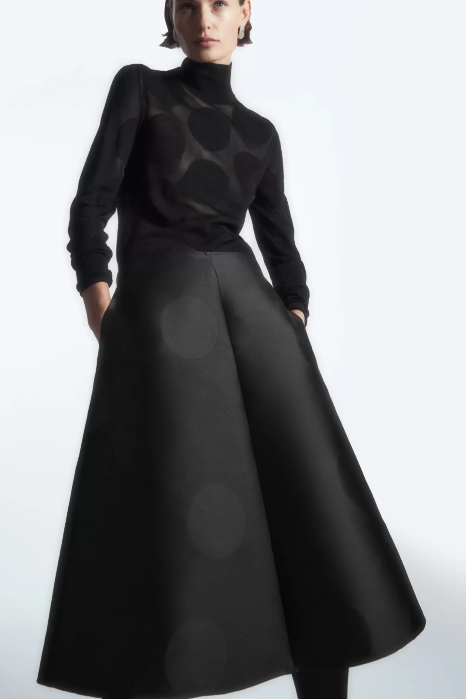 COS POLKA-DOT TAFFETA MIDI SKIRT