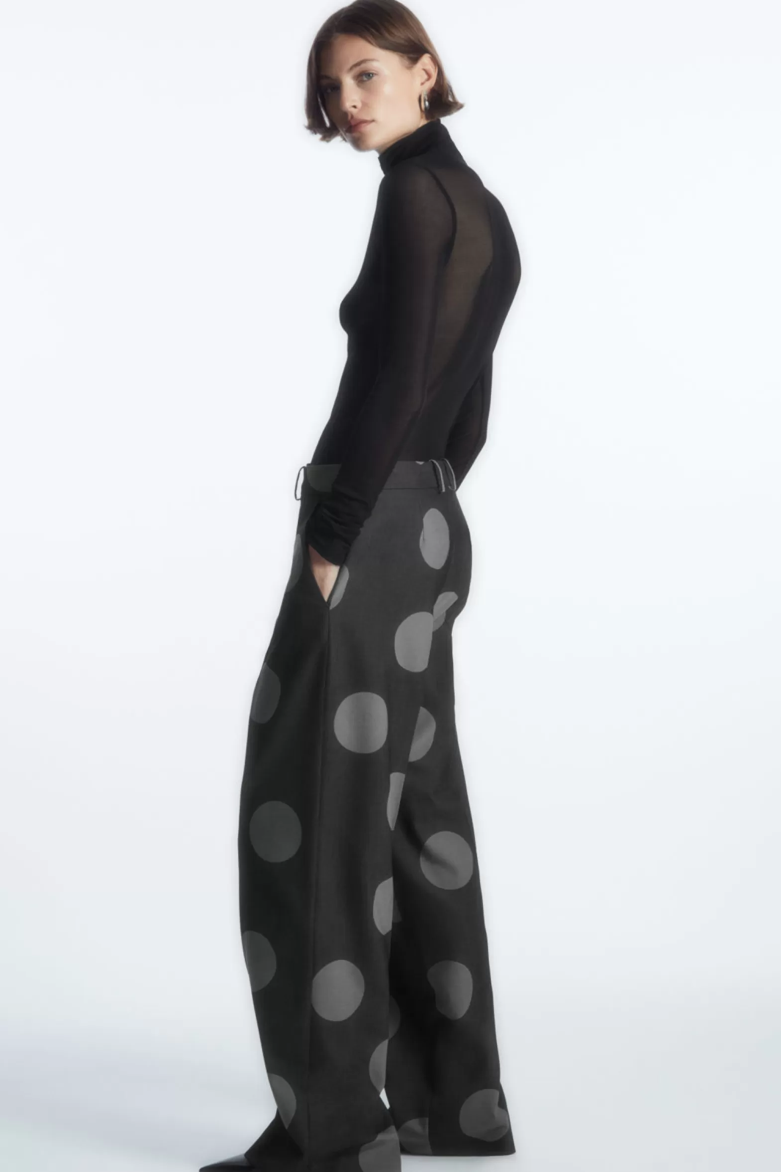 COS POLKA-DOT WOOL-BLEND STRAIGHT-LEG TROUSERS