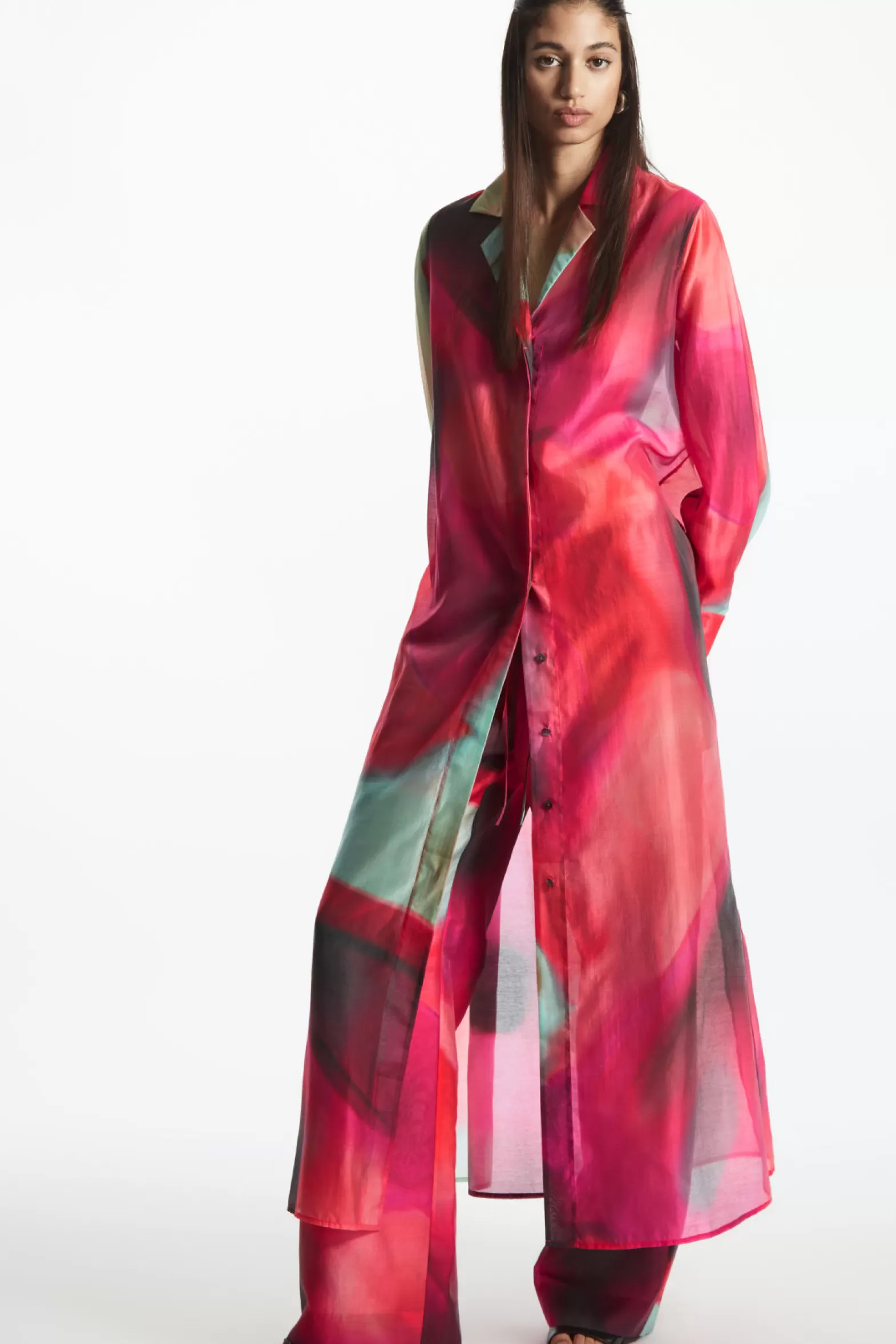 COS PRINTED MAXI SHIRT DRESS