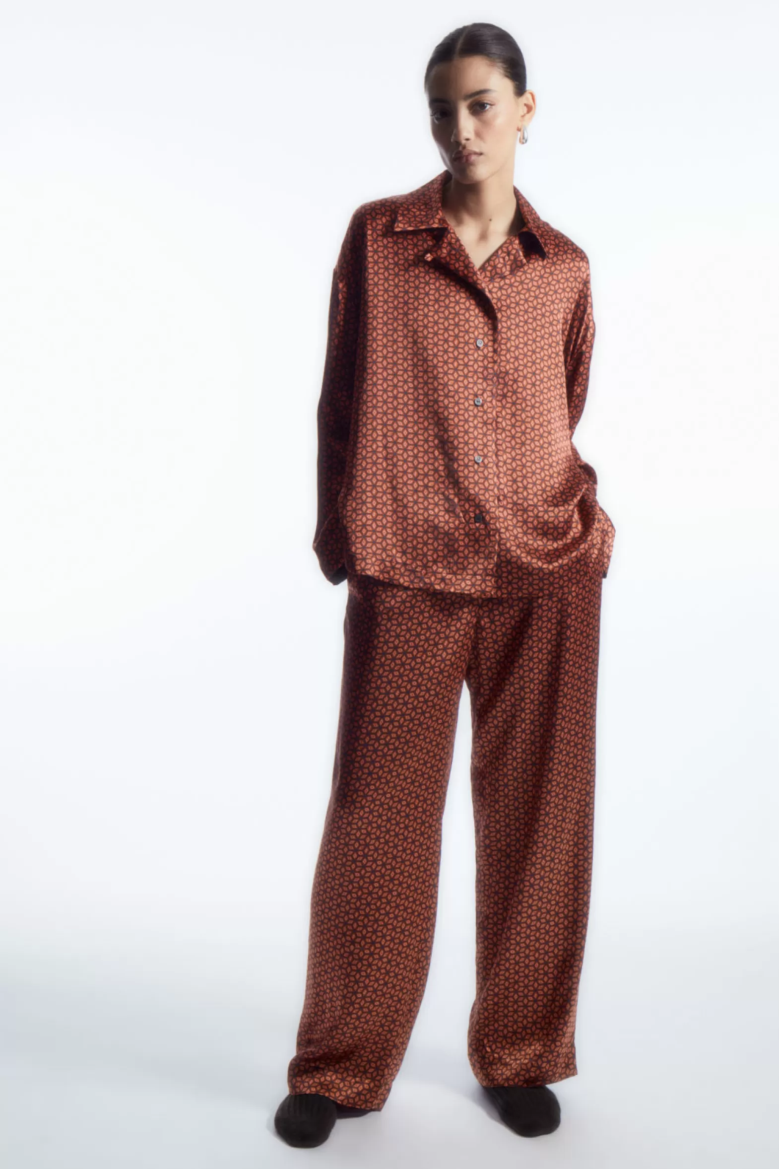 COS PRINTED PURE SILK PYJAMA TROUSERS