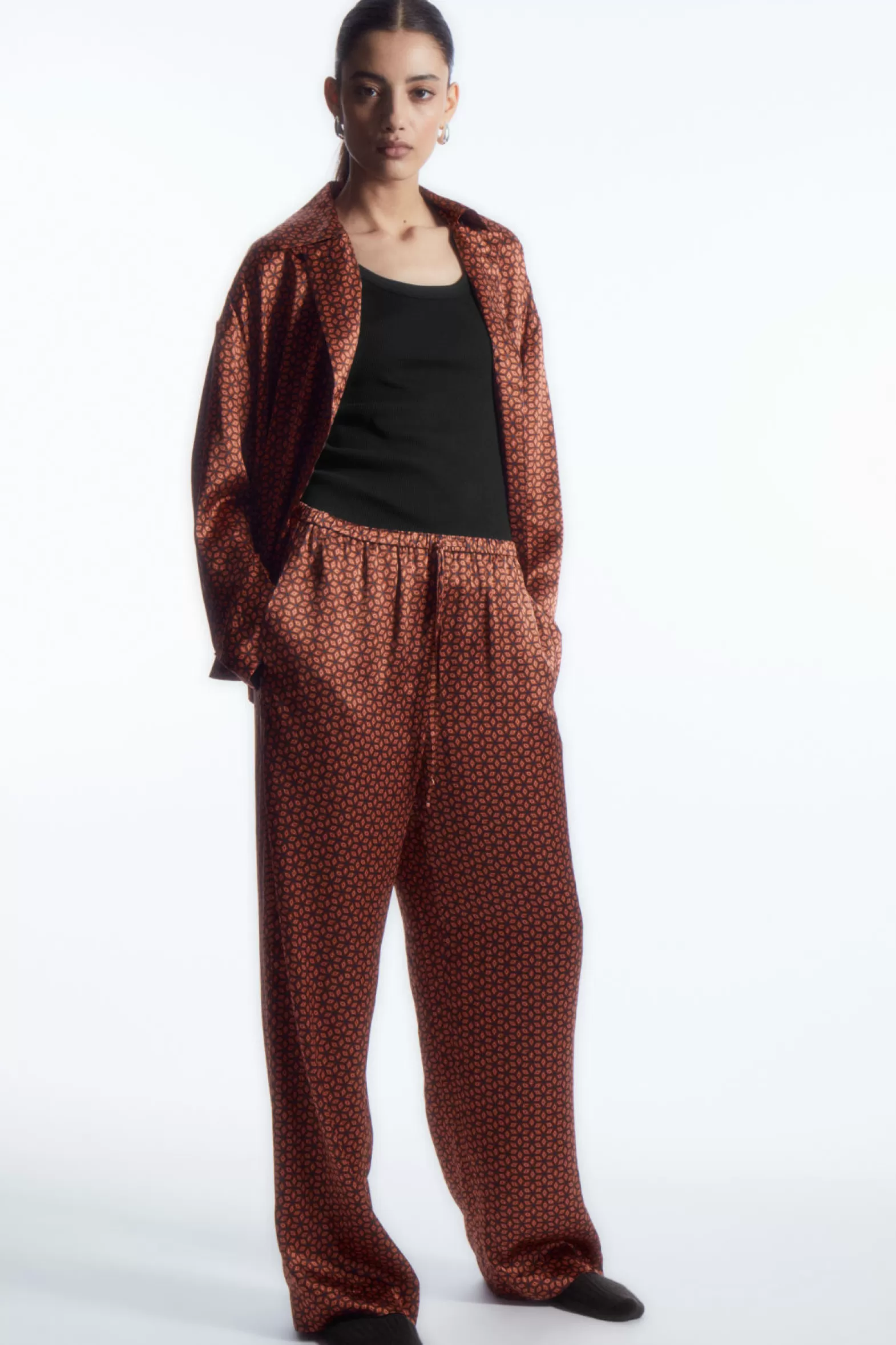 COS PRINTED PURE SILK PYJAMA TROUSERS