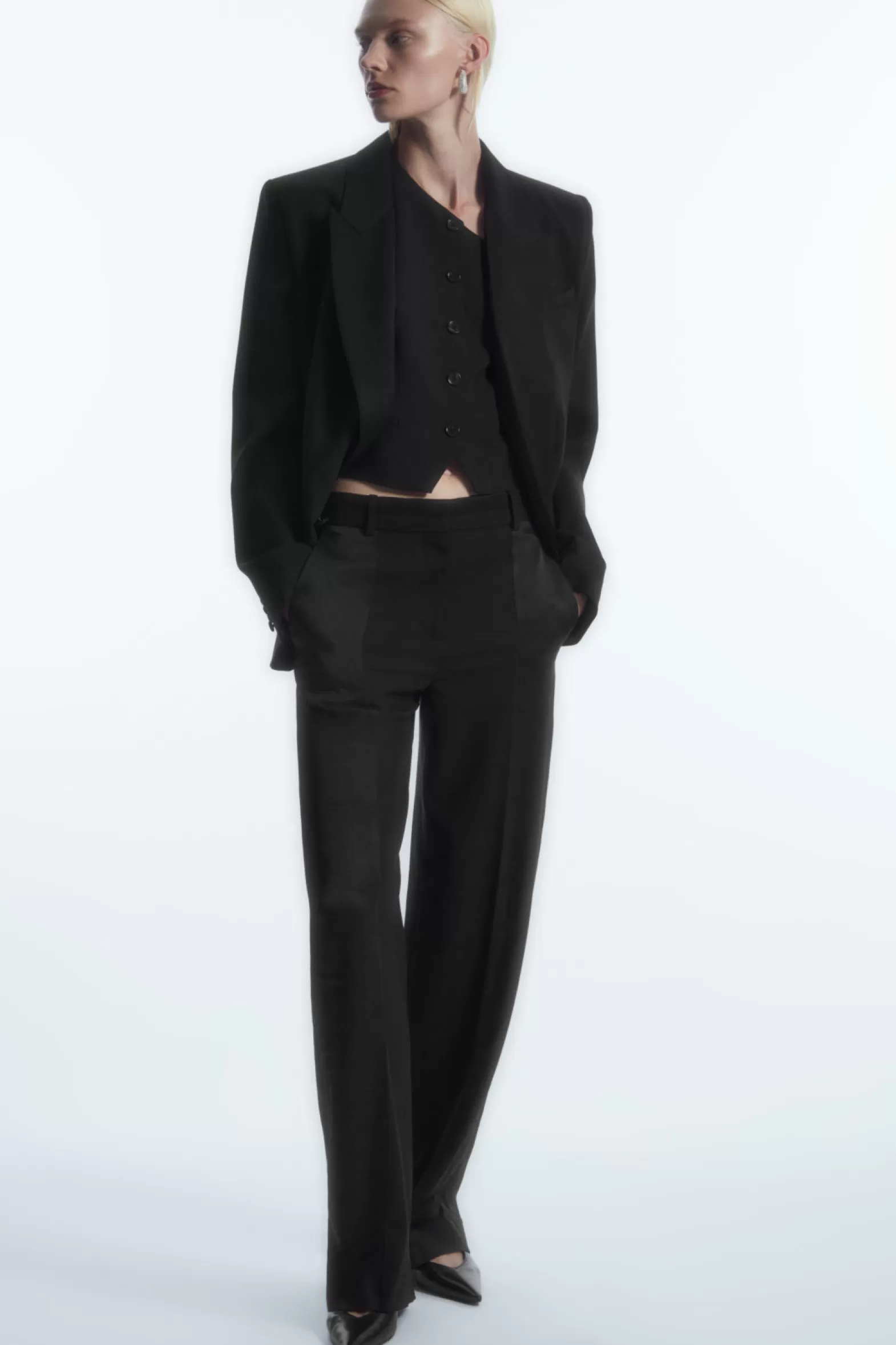 COS SATIN-PANELLED WOOL TUXEDO TROUSERS