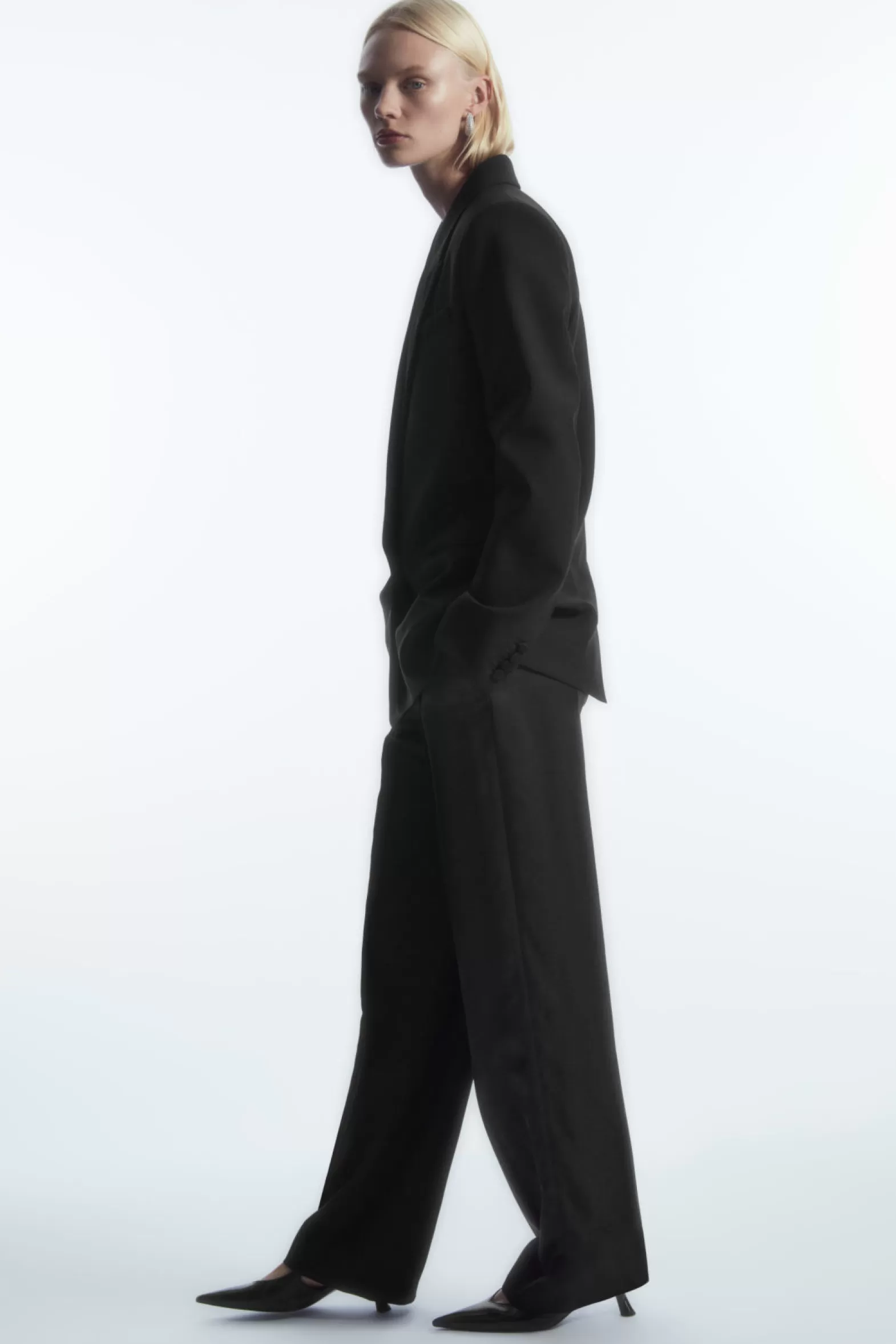 COS SATIN-PANELLED WOOL TUXEDO TROUSERS