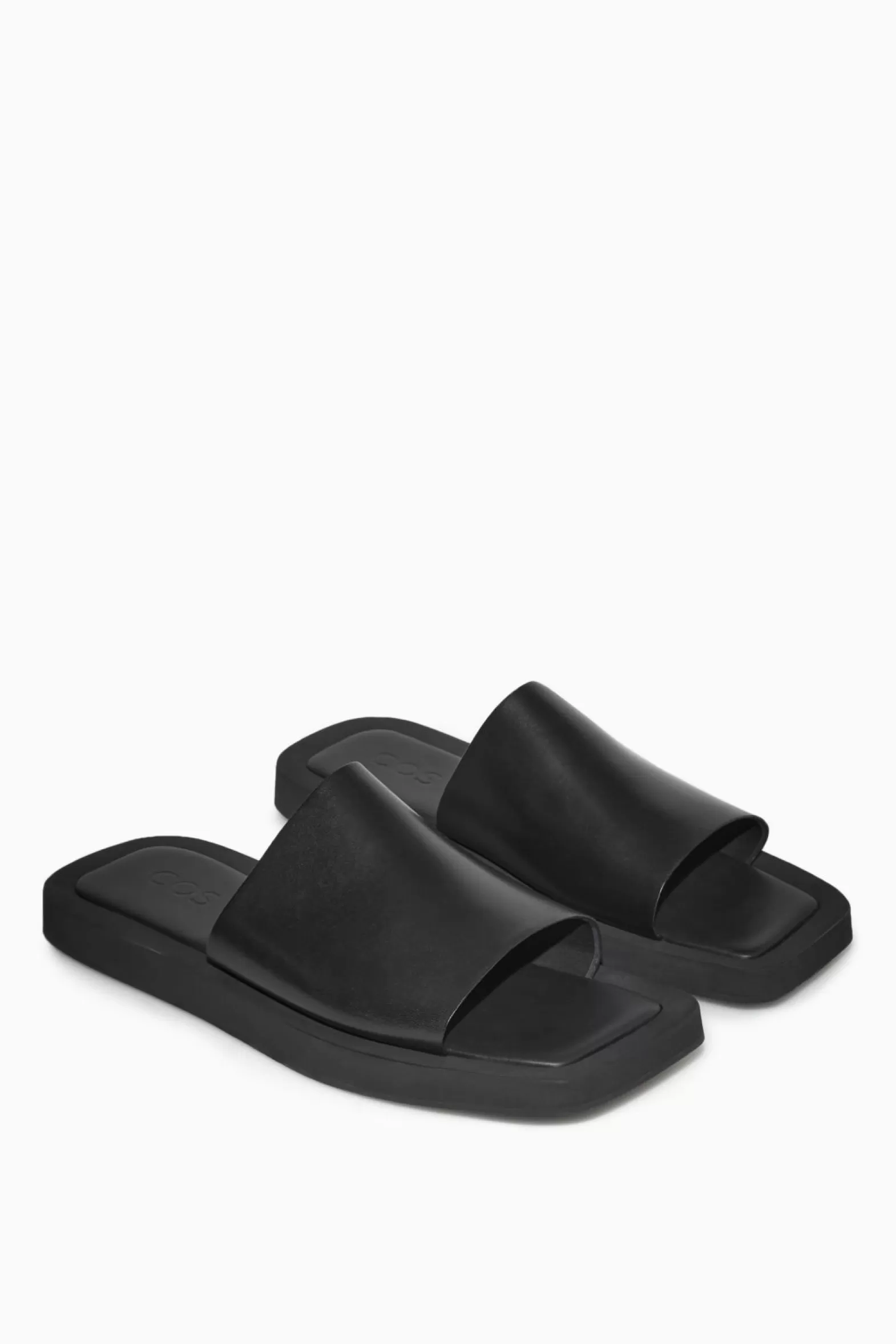 COS SQUARE-TOE LEATHER SLIDES