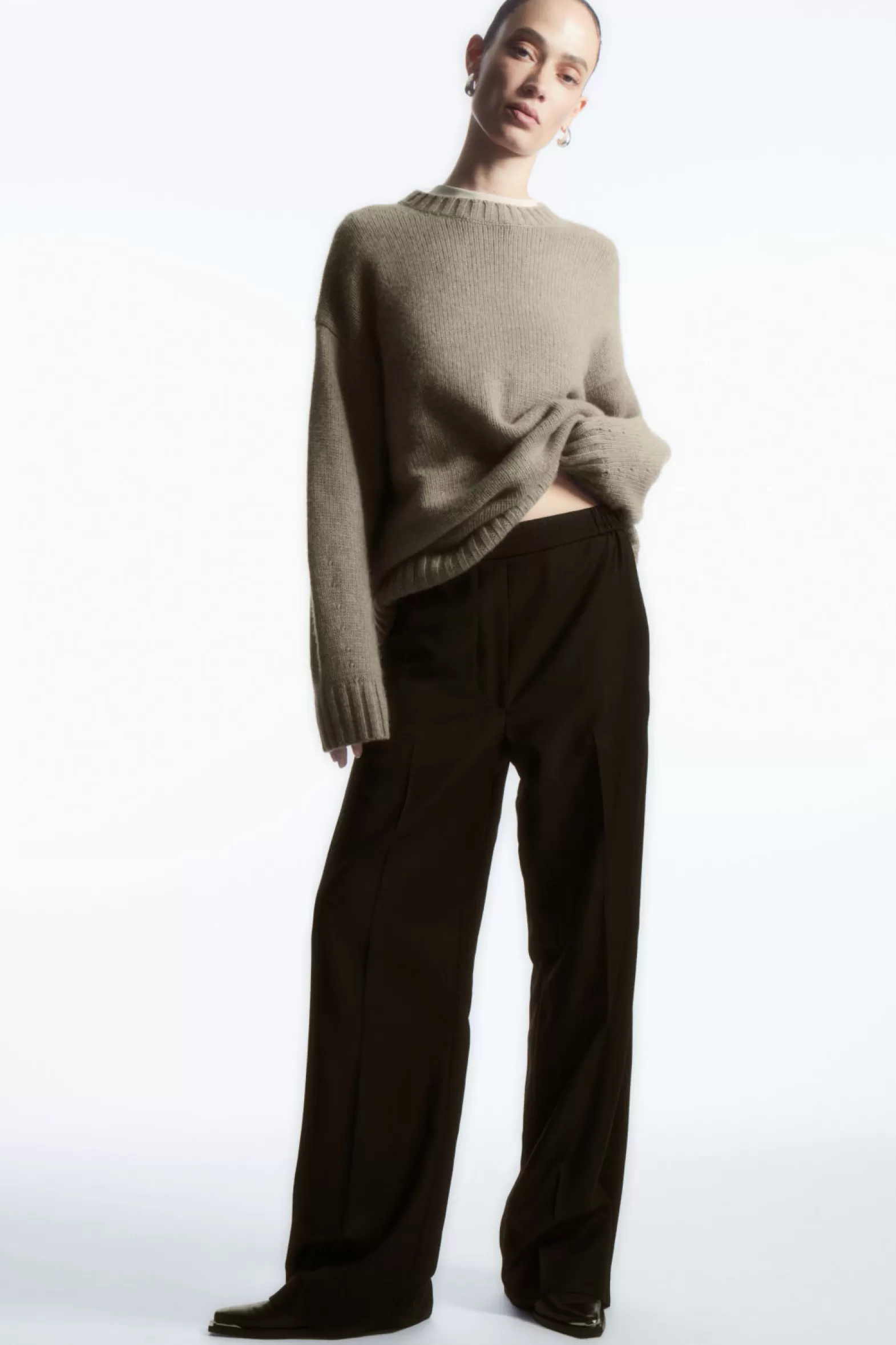 COS STRAIGHT-LEG ELASTICATED WOOL TROUSERS