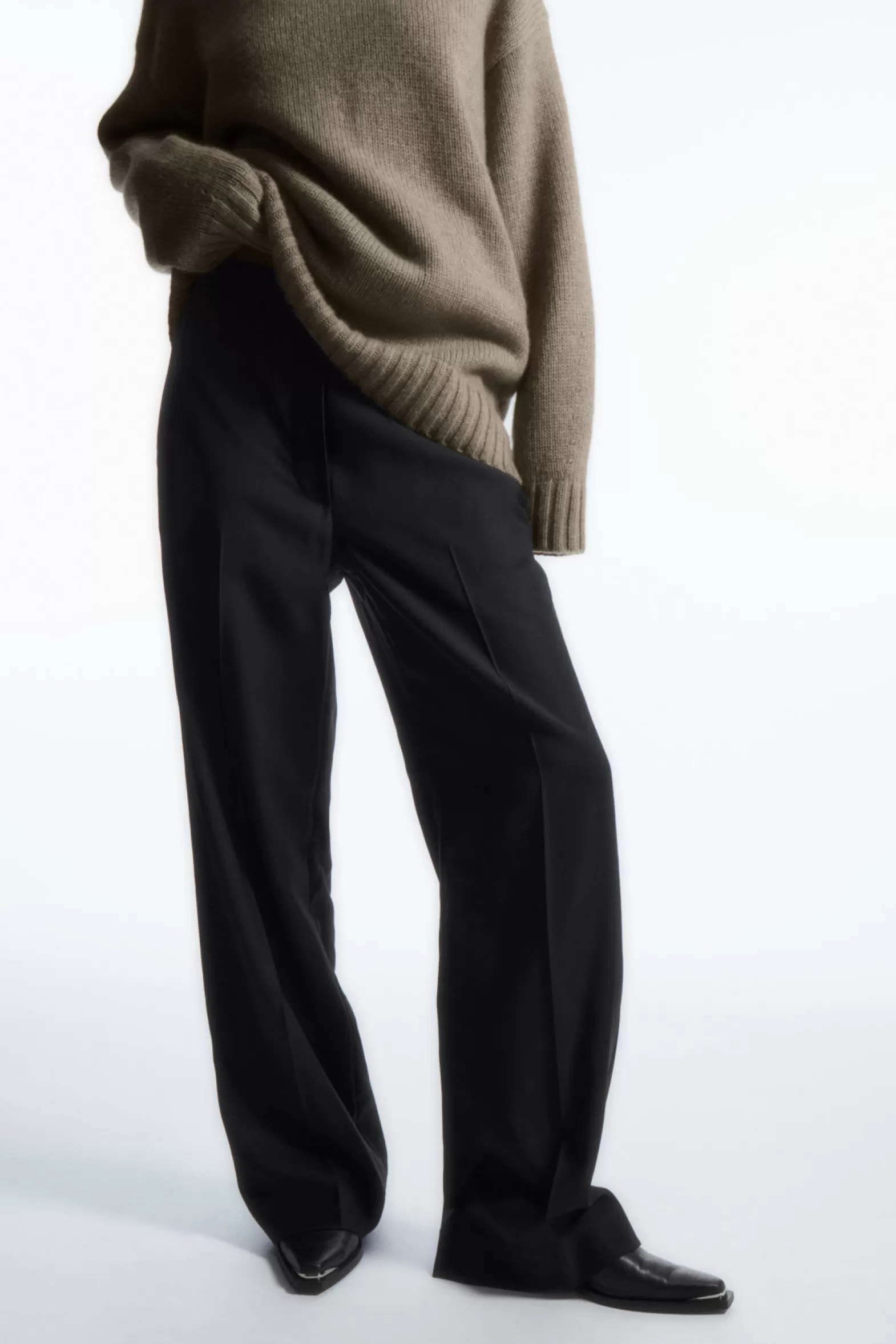 COS STRAIGHT-LEG ELASTICATED WOOL TROUSERS