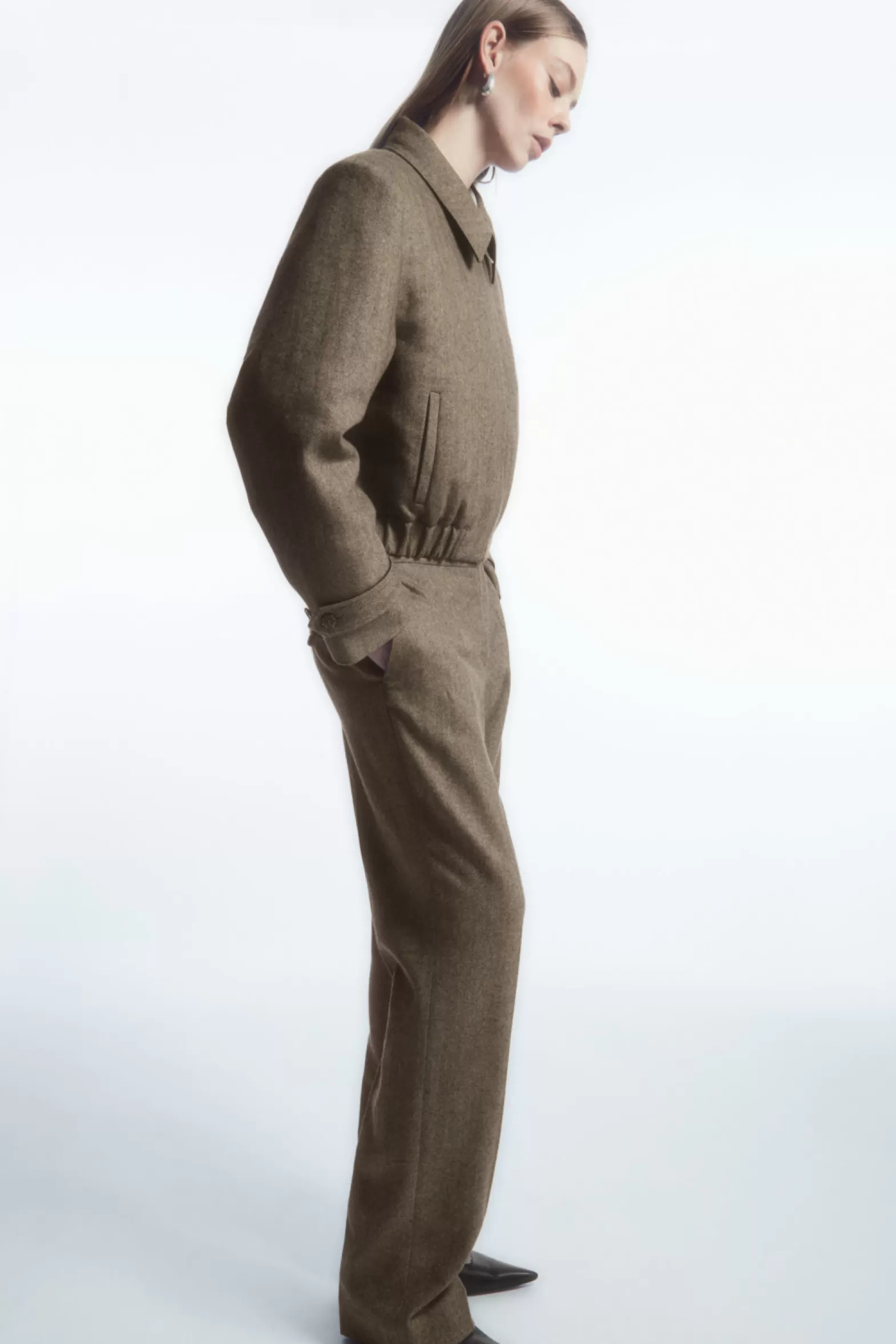 COS STRAIGHT-LEG WOOL-HERRINGBONE TROUSERS