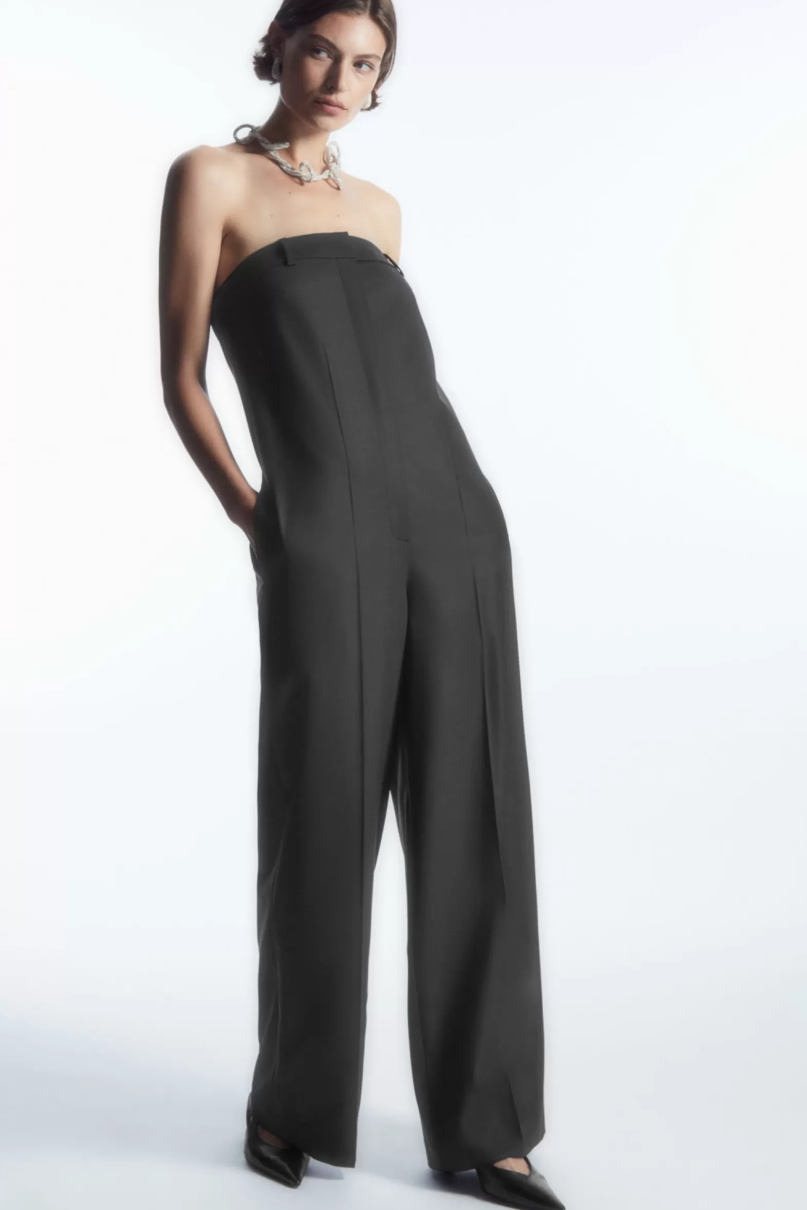 COS STRAPLESS WOOL TAILORED JUMPSUIT