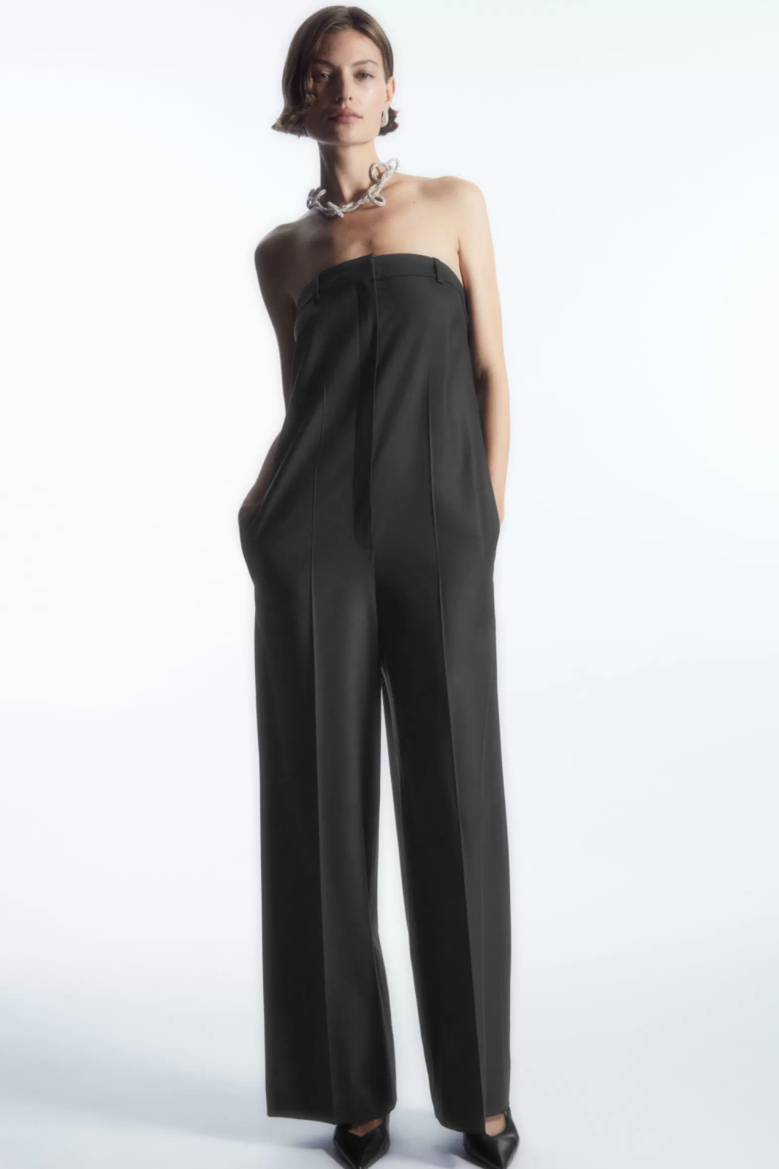 COS STRAPLESS WOOL TAILORED JUMPSUIT