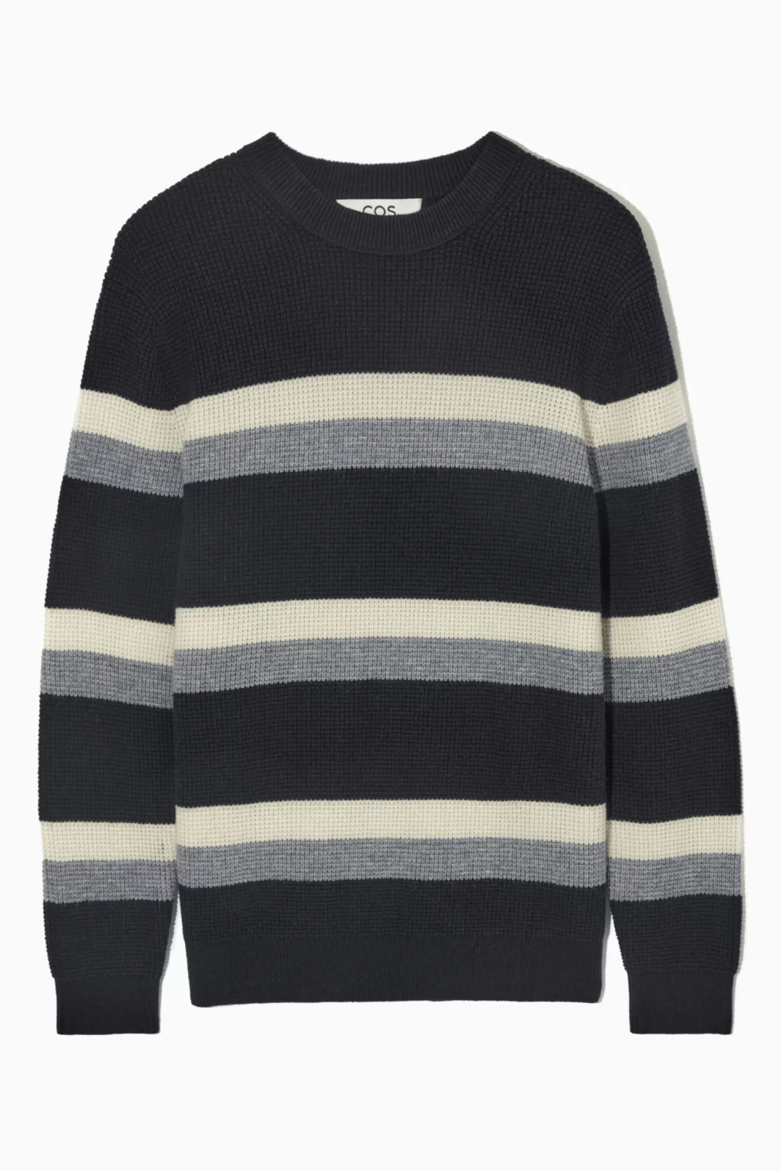 COS STRIPED WAFFLE-KNIT WOOL JUMPER