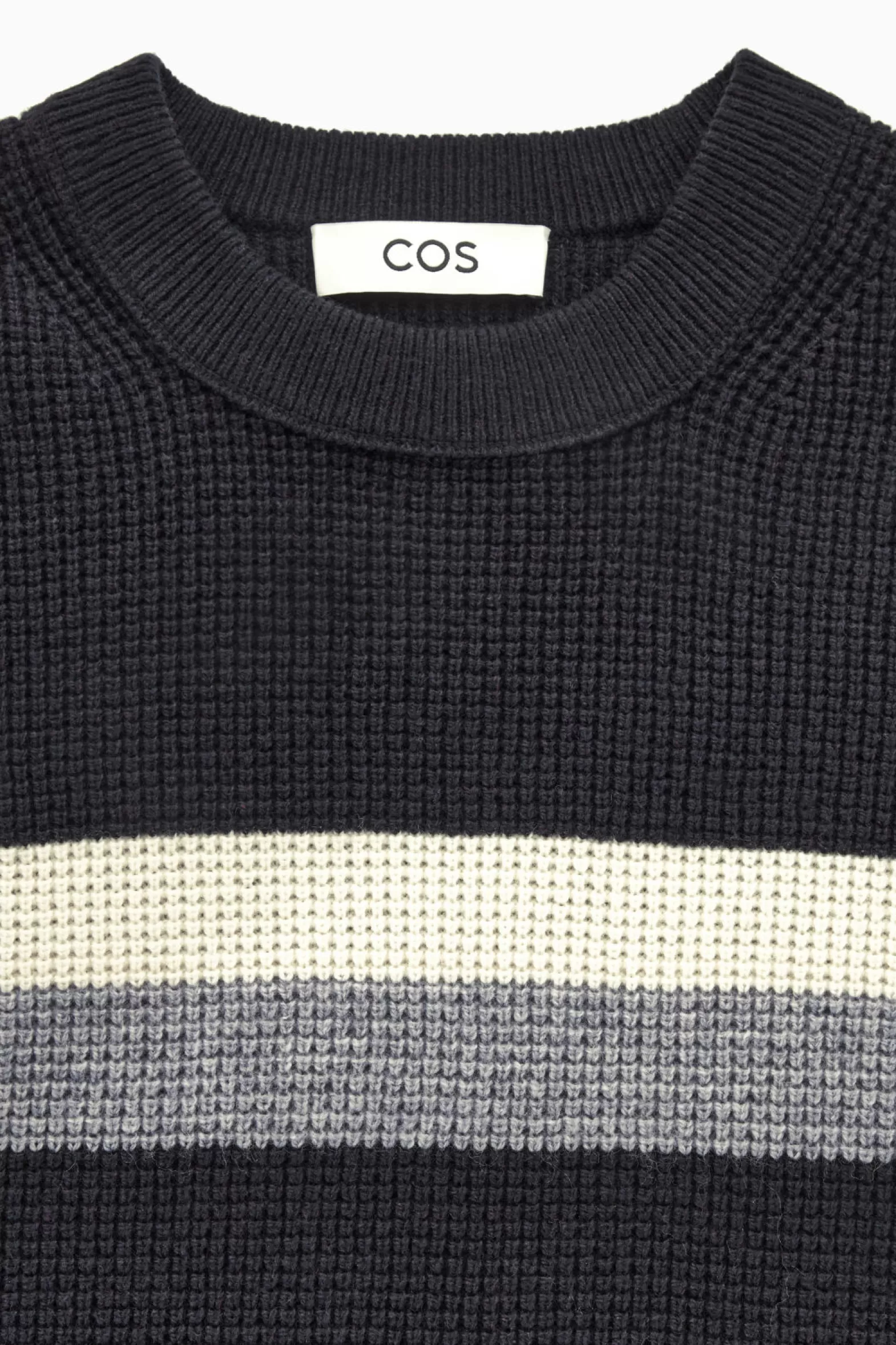 COS STRIPED WAFFLE-KNIT WOOL JUMPER