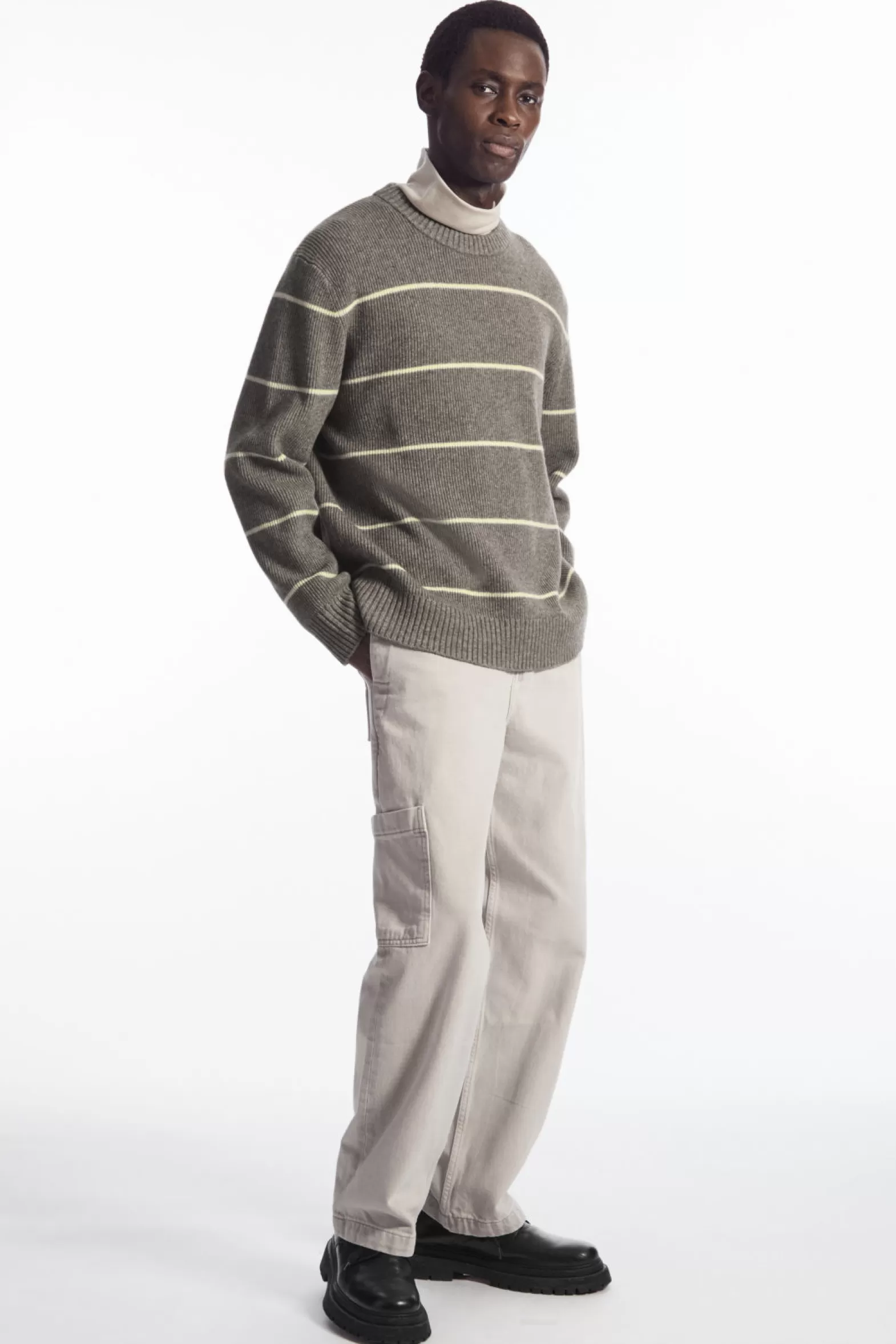 COS STRIPED WOOL AND YAK-BLEND JUMPER