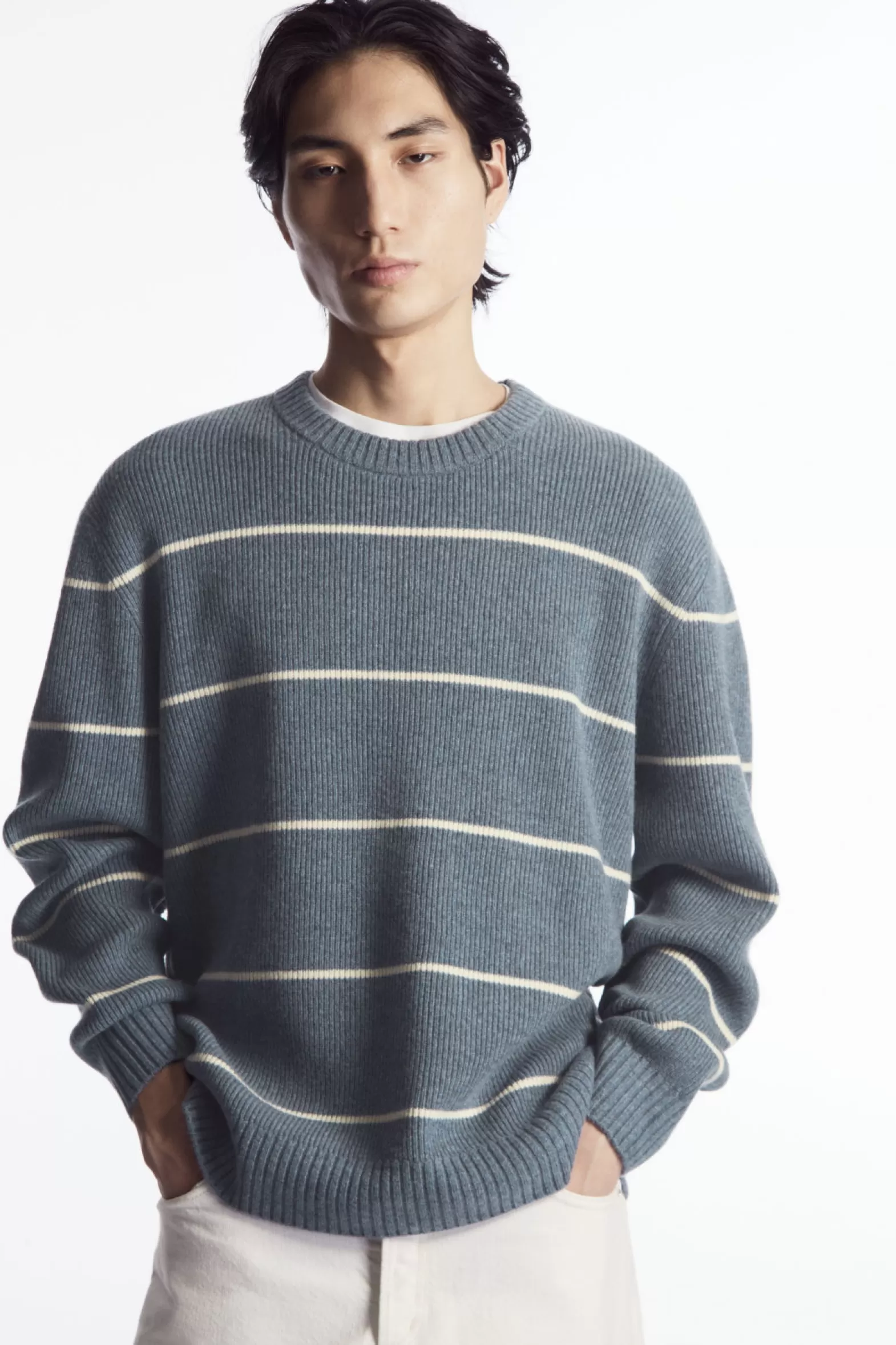 COS STRIPED WOOL AND YAK-BLEND JUMPER