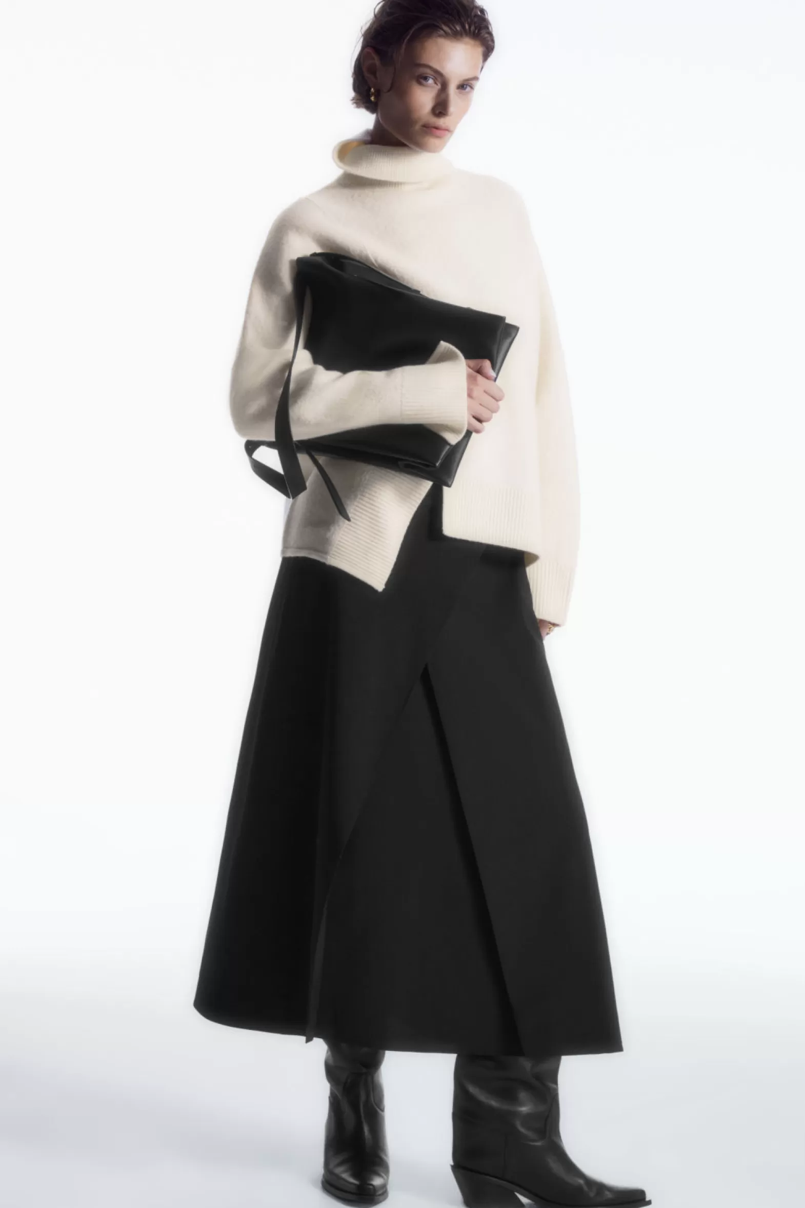 COS TAILORED WOOL MIDI WRAP SKIRT