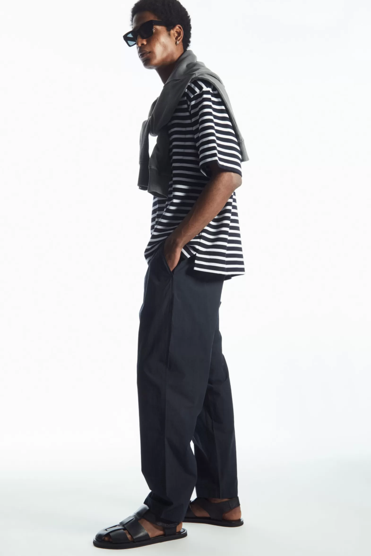 COS TAPERED POPLIN PULL-ON TROUSERS